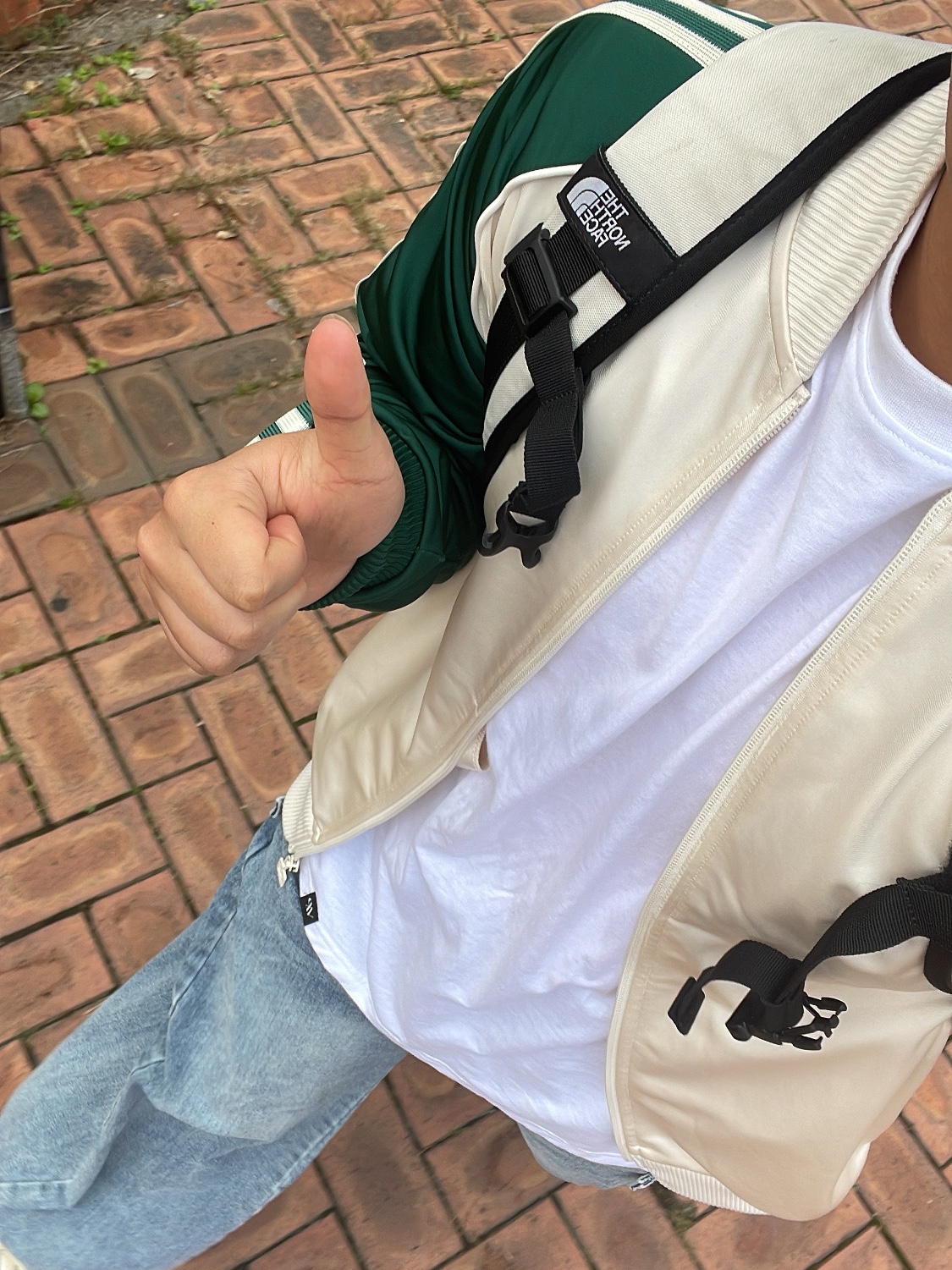Adidas SST Track Top Wonder White Collegiate Green - KR Sizing 착용 스타일