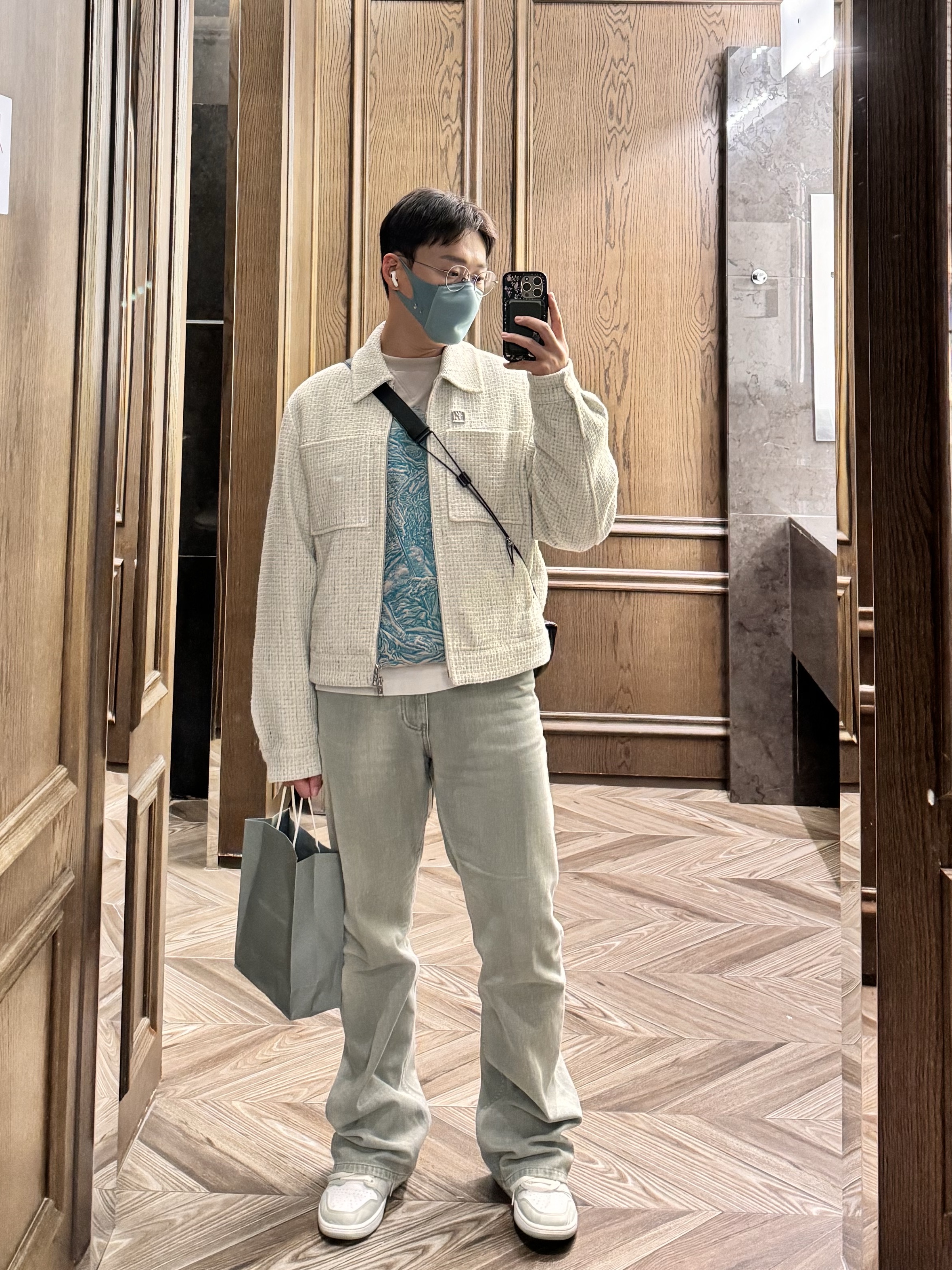 Wooyoungmi Straight Denim Pants Mint - 23FW, Wooyoungmi Tweed Jacket White - 24SS 착용 스타일 - 3