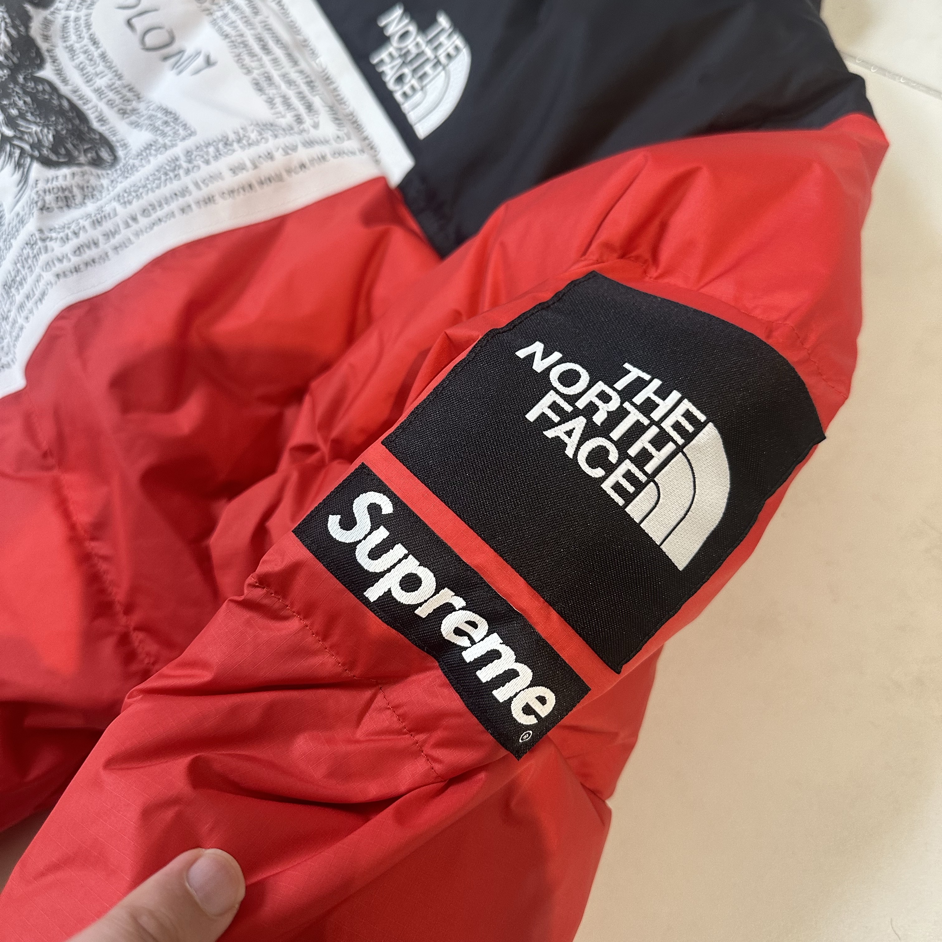 Supreme x The North Face Nuptse Jacket Red - 24FW 착용 스타일 - 3