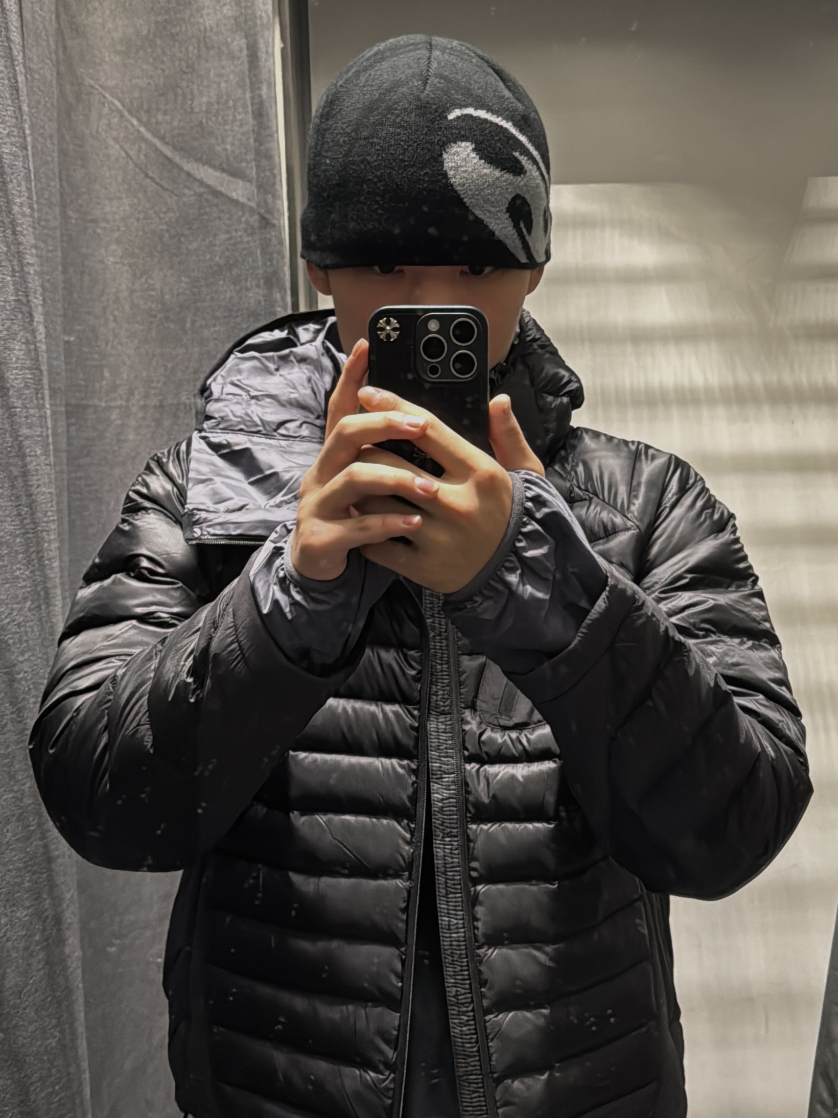 Sansan Gear Paneled Puffer Jacket Black - 24FW, Sansan Gear Side Snap Pants Black 착용 스타일 - 3