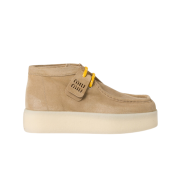 (W) Miu Miu Suede Delave Wedge Ankle Boots Ecru