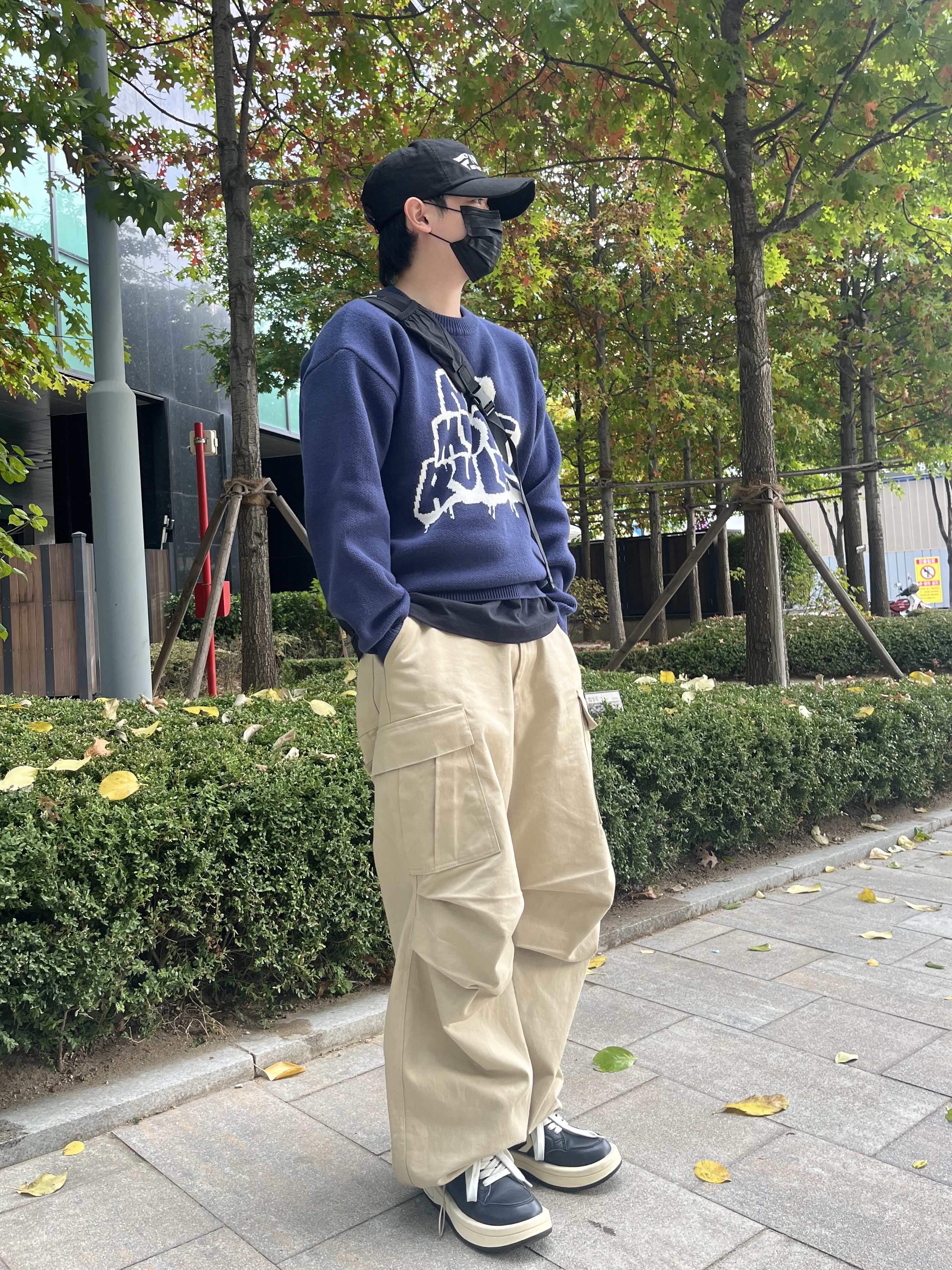 Converse x Drkshdw Turbowpn Black Cream, ETCE New Vision Destroyed Washed Cap Black 착용 스타일 - 2