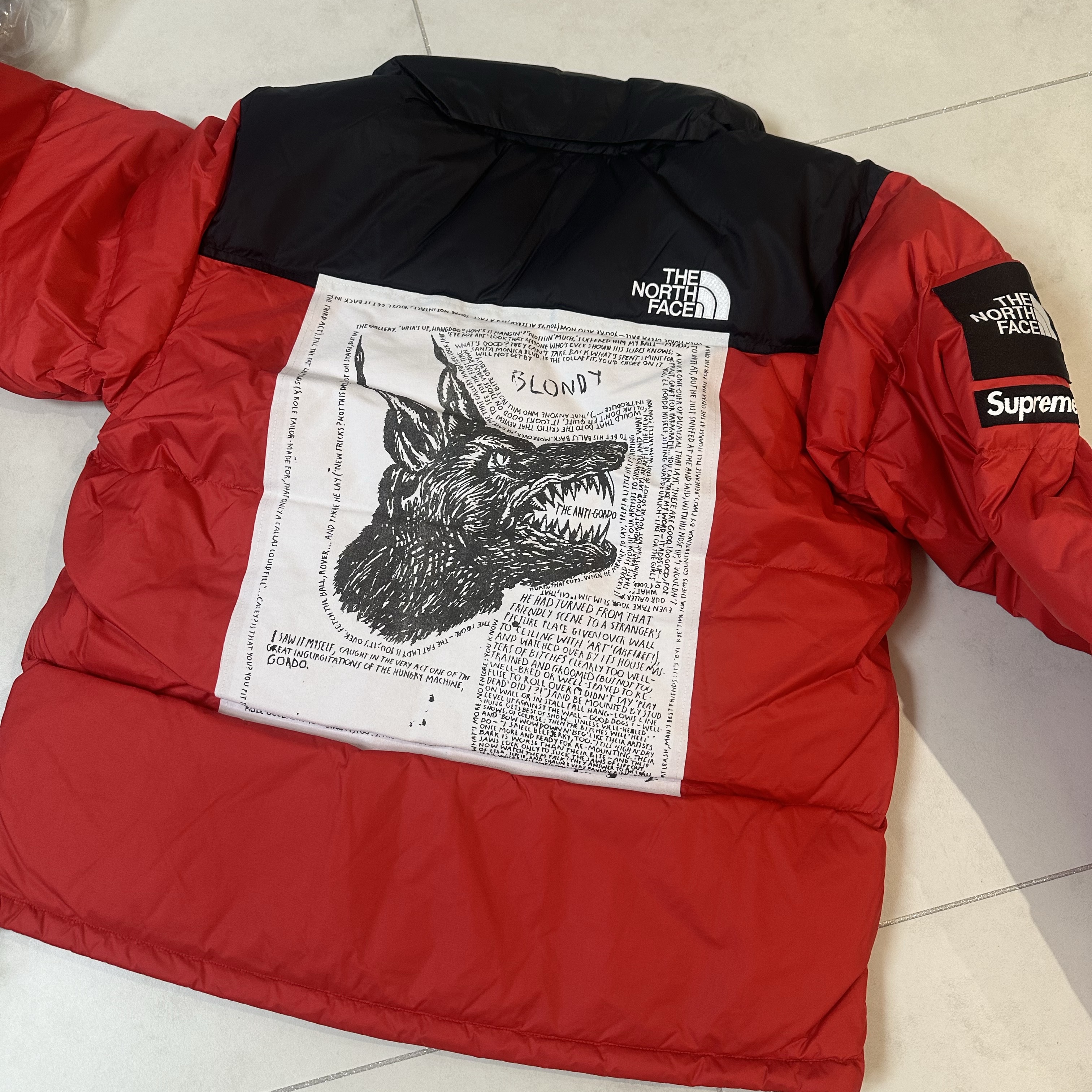 Supreme x The North Face Nuptse Jacket Red - 24FW 착용 스타일 - 5
