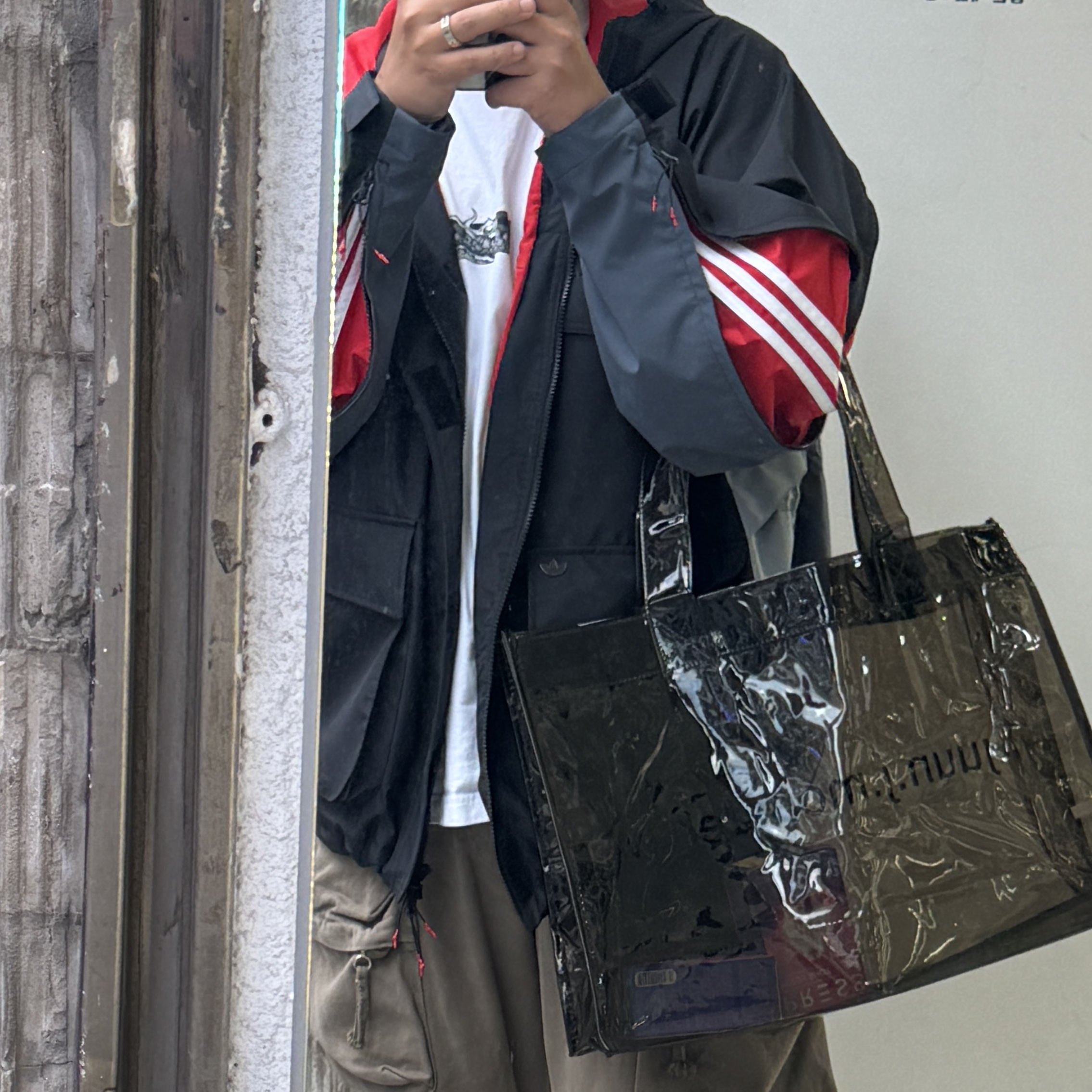 Adidas x Ordinary People Utility Parka Black - KR Sizing, Adidas x Ordinary People Track Jacket Onix - KR Sizing 착용 스타일