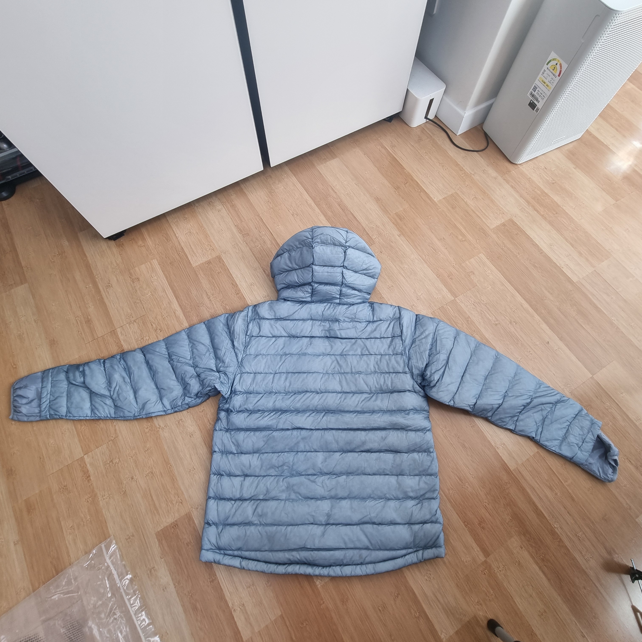 Sansan Gear Suffix Puffer Jacket Sky Blue - 24FW 착용 스타일 - 2