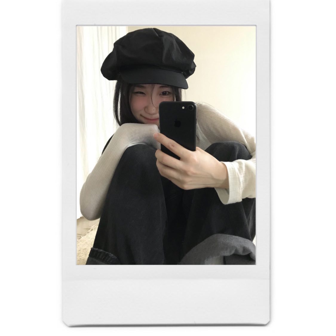 Problemallways Star Nylon Newsboy Cap Black 착용 스타일 - 2