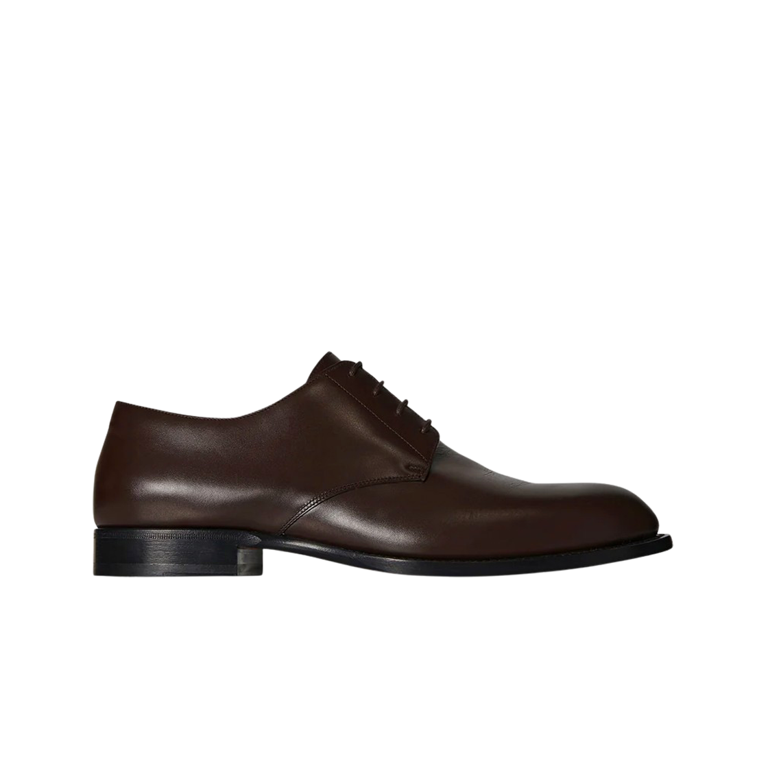 F2068LS65DBR The Row Novus Derby Shoe in Leather Dark Brown