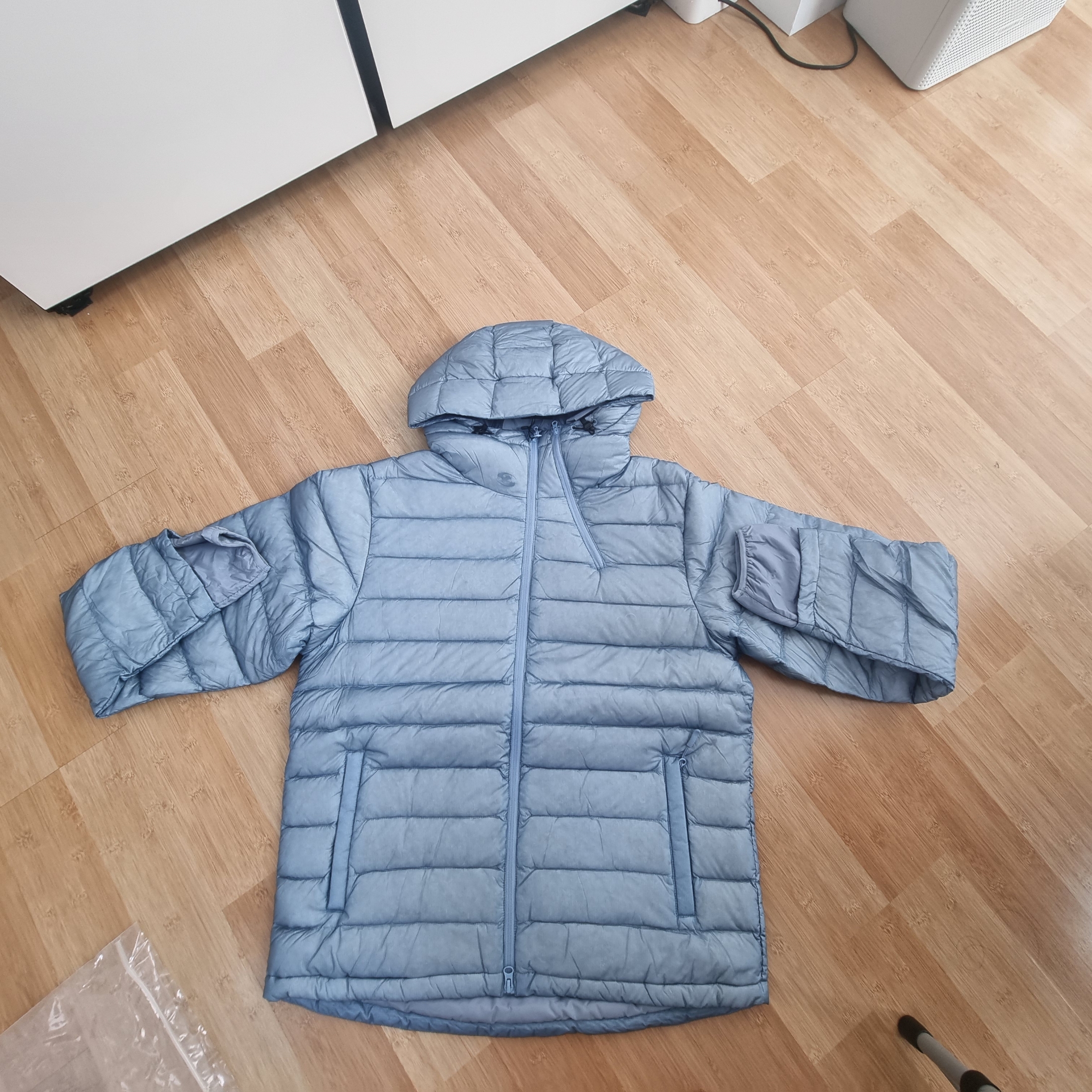 Sansan Gear Suffix Puffer Jacket Sky Blue - 24FW 착용 스타일 - 1