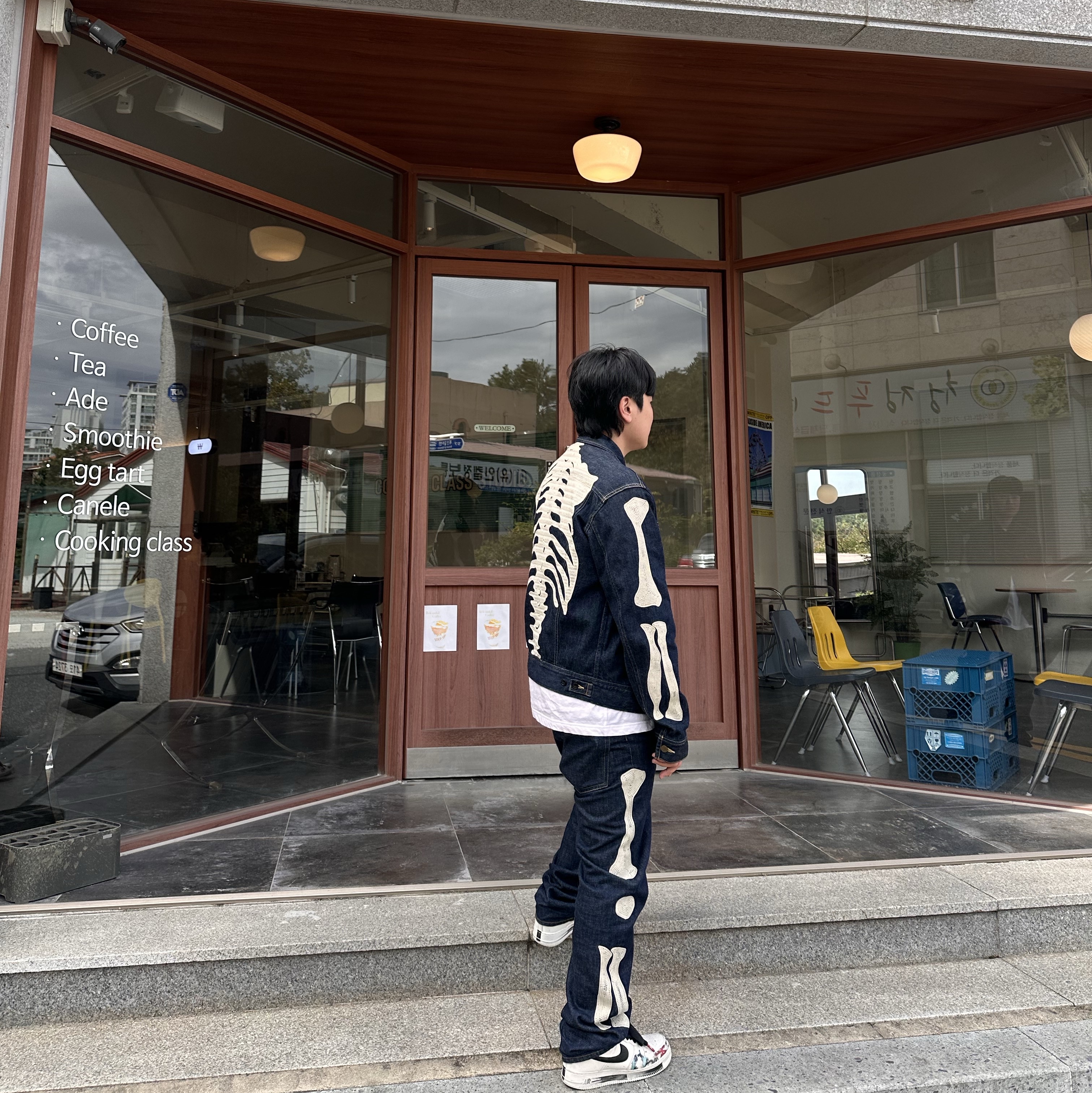 Kapital 11.5 oz. Denim Mexican Tuxedo Westerner Bone Jacket Indigo, Kapital 12.5 oz. Denim Mexican Tuxedo 5P Okagilly Pants Indigo 착용 스타일 - 3