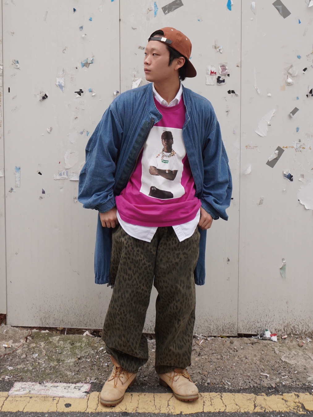 Supreme Tyler The Creator T-Shirt Magenta - 24FW, ersco Heart Logo Cap Brown 착용 스타일 - 1