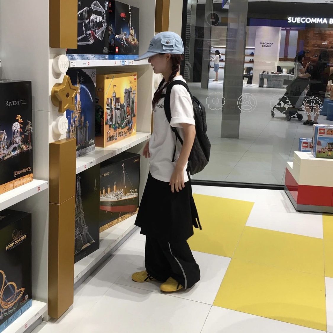 Problemallways Logo Denim Pocket Camp Cap SkyBlue 착용 스타일 - 2