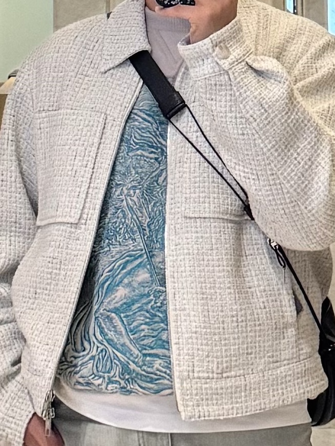 Wooyoungmi Straight Denim Pants Mint - 23FW, Wooyoungmi Tweed Jacket White - 24SS 착용 스타일 - 4