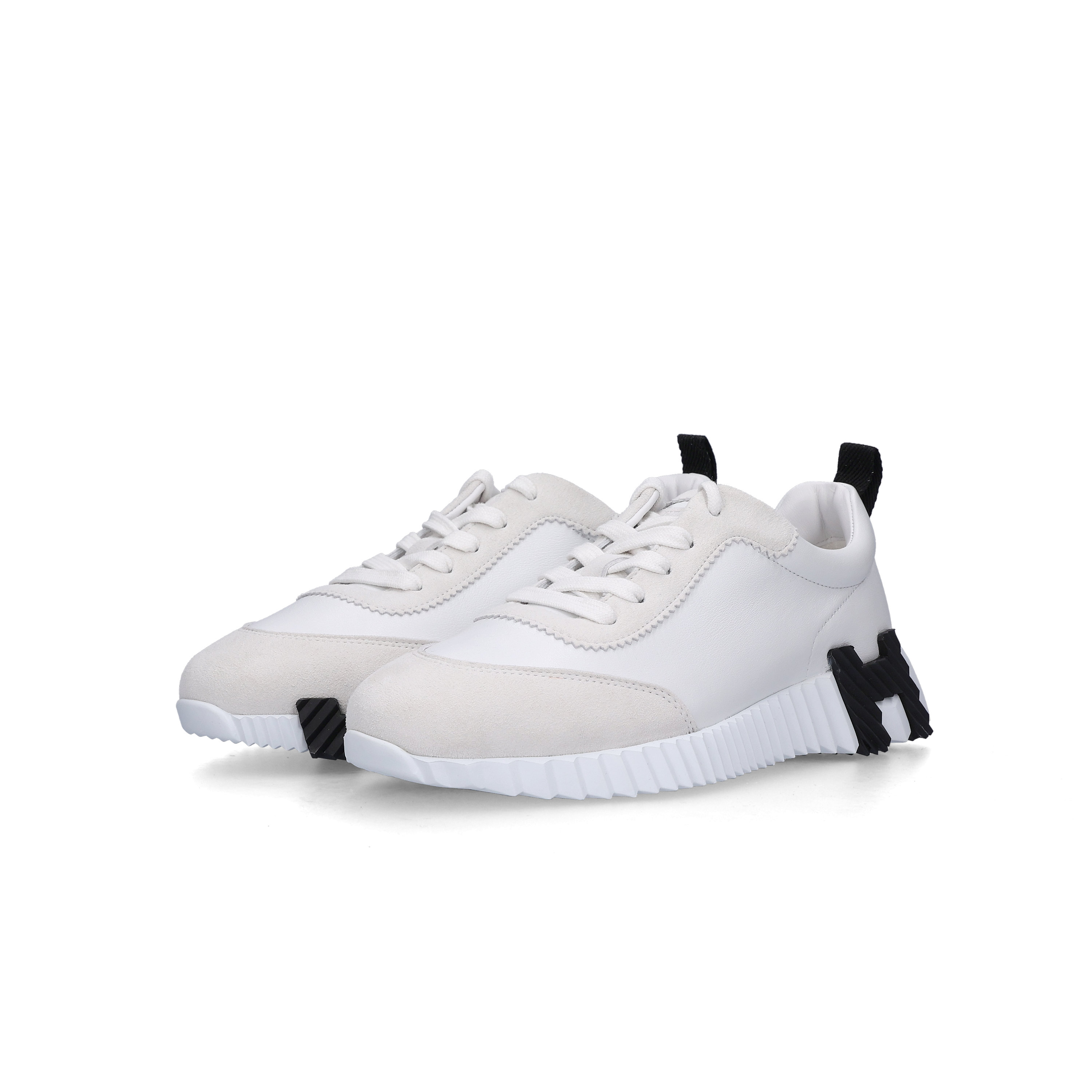 (W) Hermes Bouncing Sneakers Calfskin Suede Goatskin & Blanc