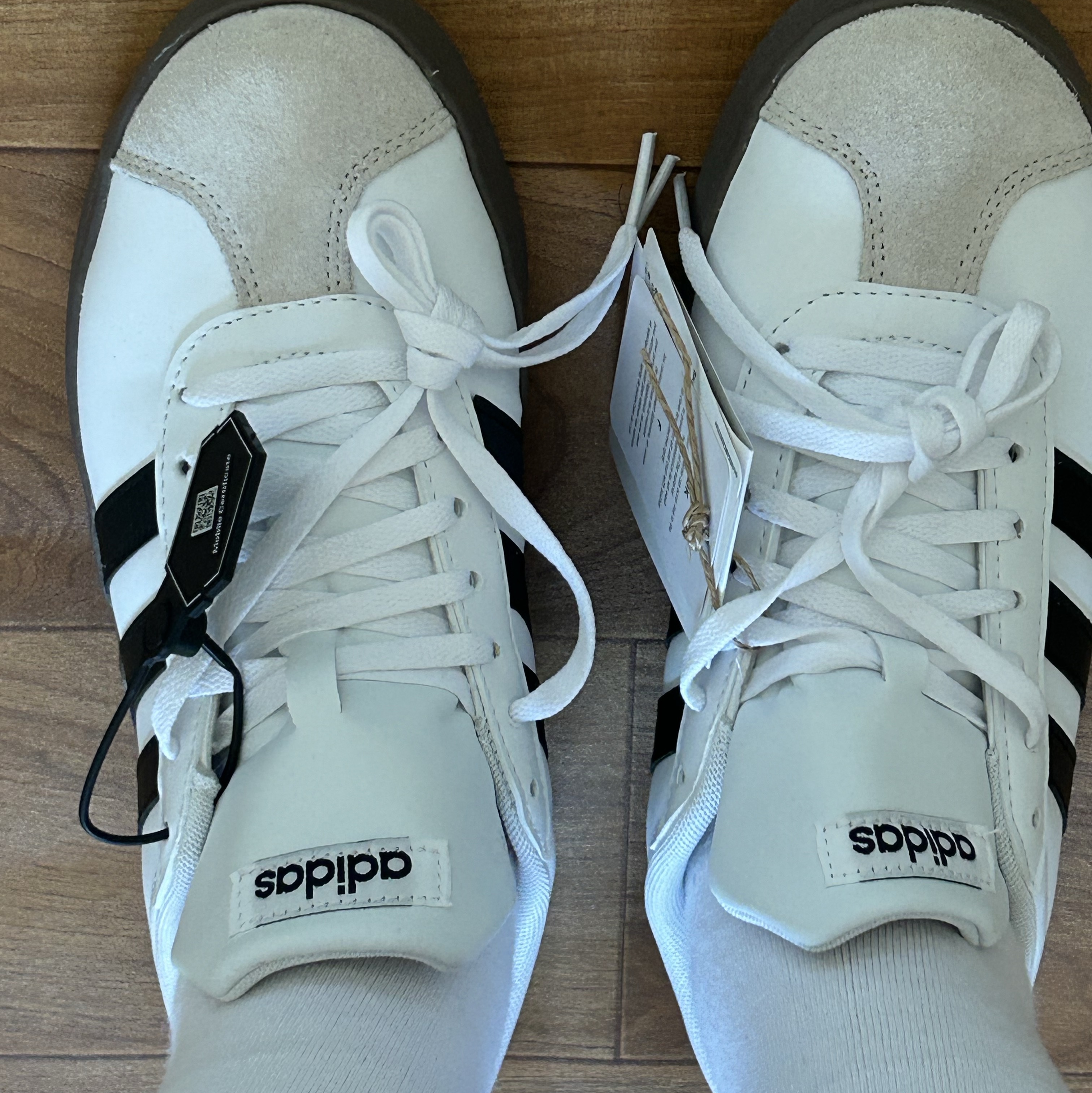 (W) Adidas VL Court Base Cloud White Core Black 착용 스타일 - 2