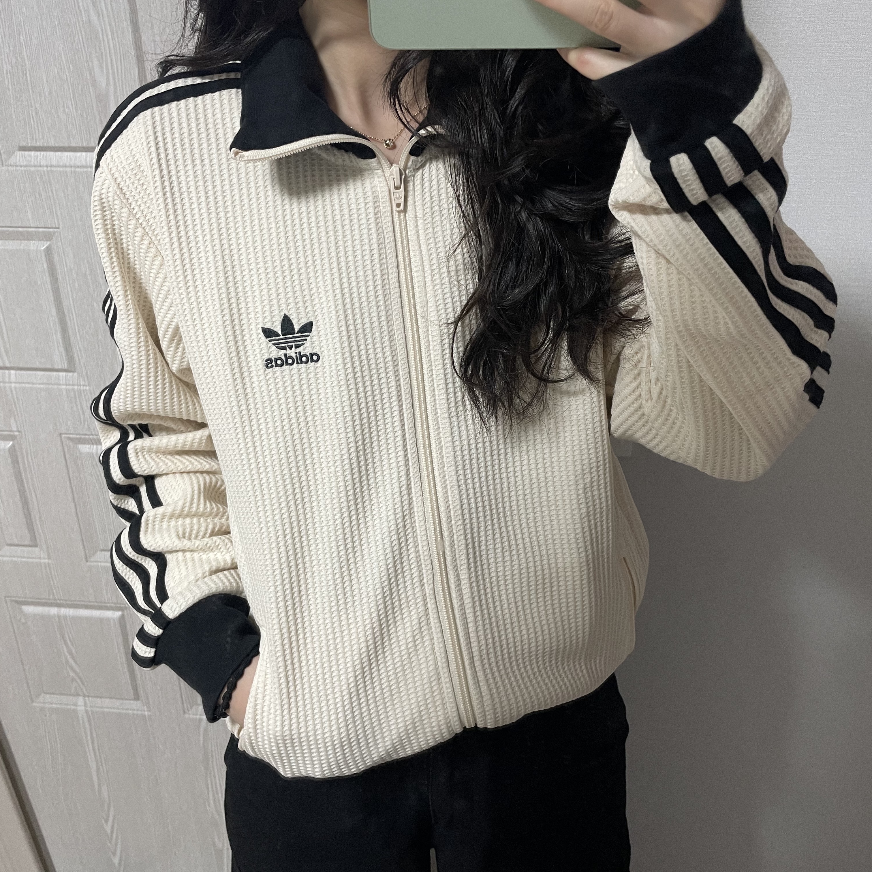 Adidas Waffle Beckenbauer Track Top Wonder White - KR Sizing 착용 스타일