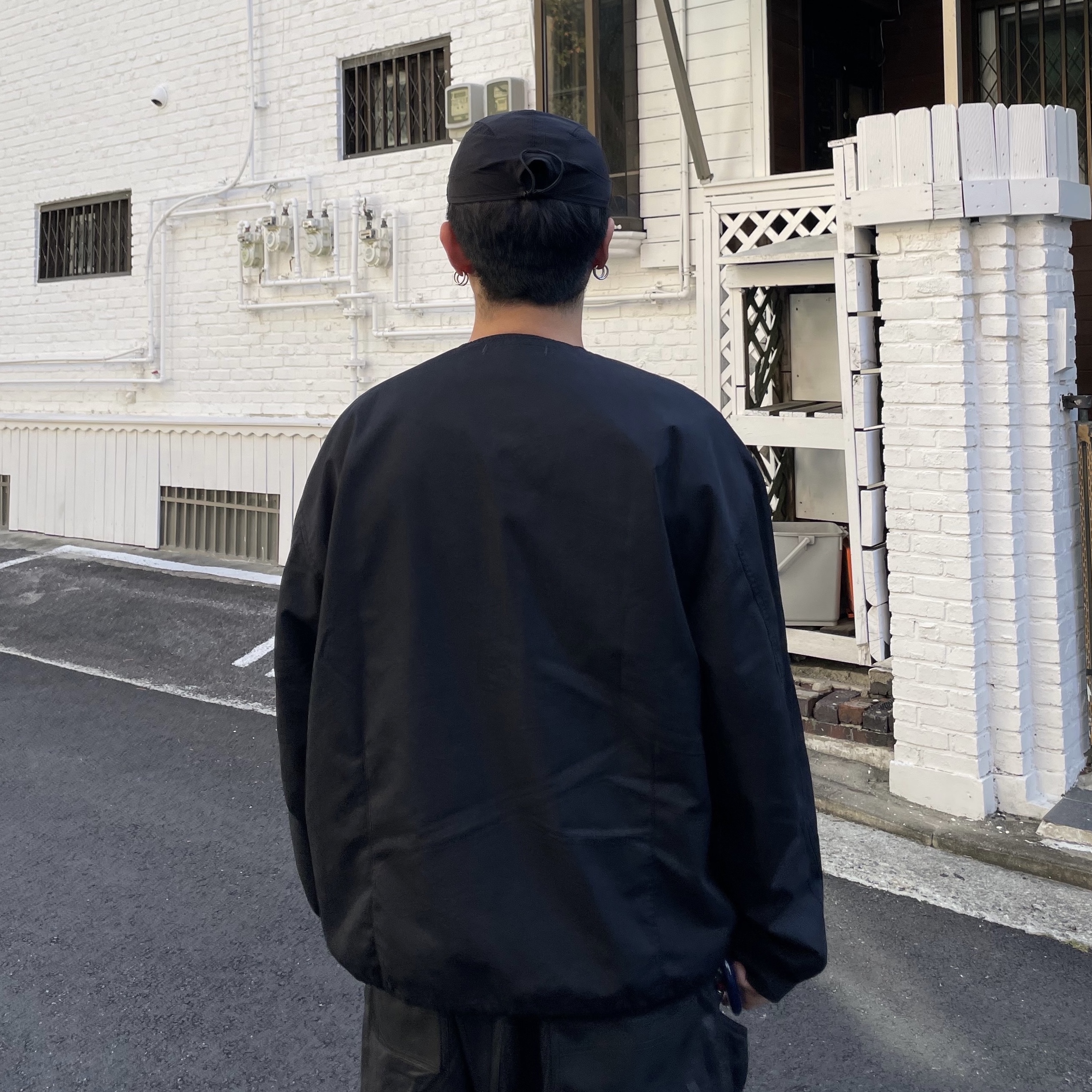 Polyteru Human Index Human Loosed Half Zip Knit Gray 착용 스타일 - 5