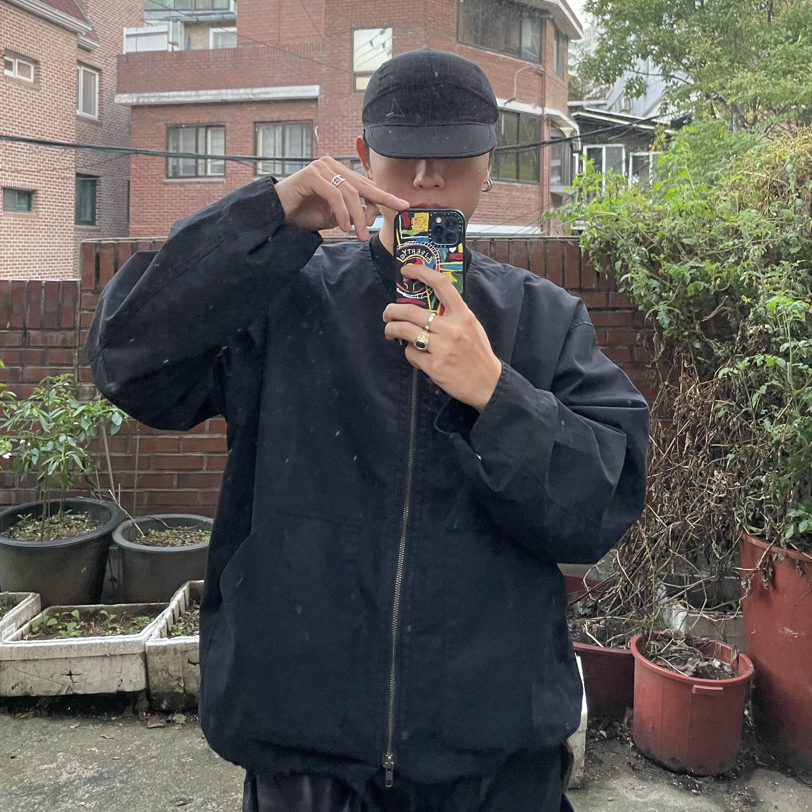 Polyteru Human Index Human Loosed Half Zip Knit Gray 착용 스타일 - 9