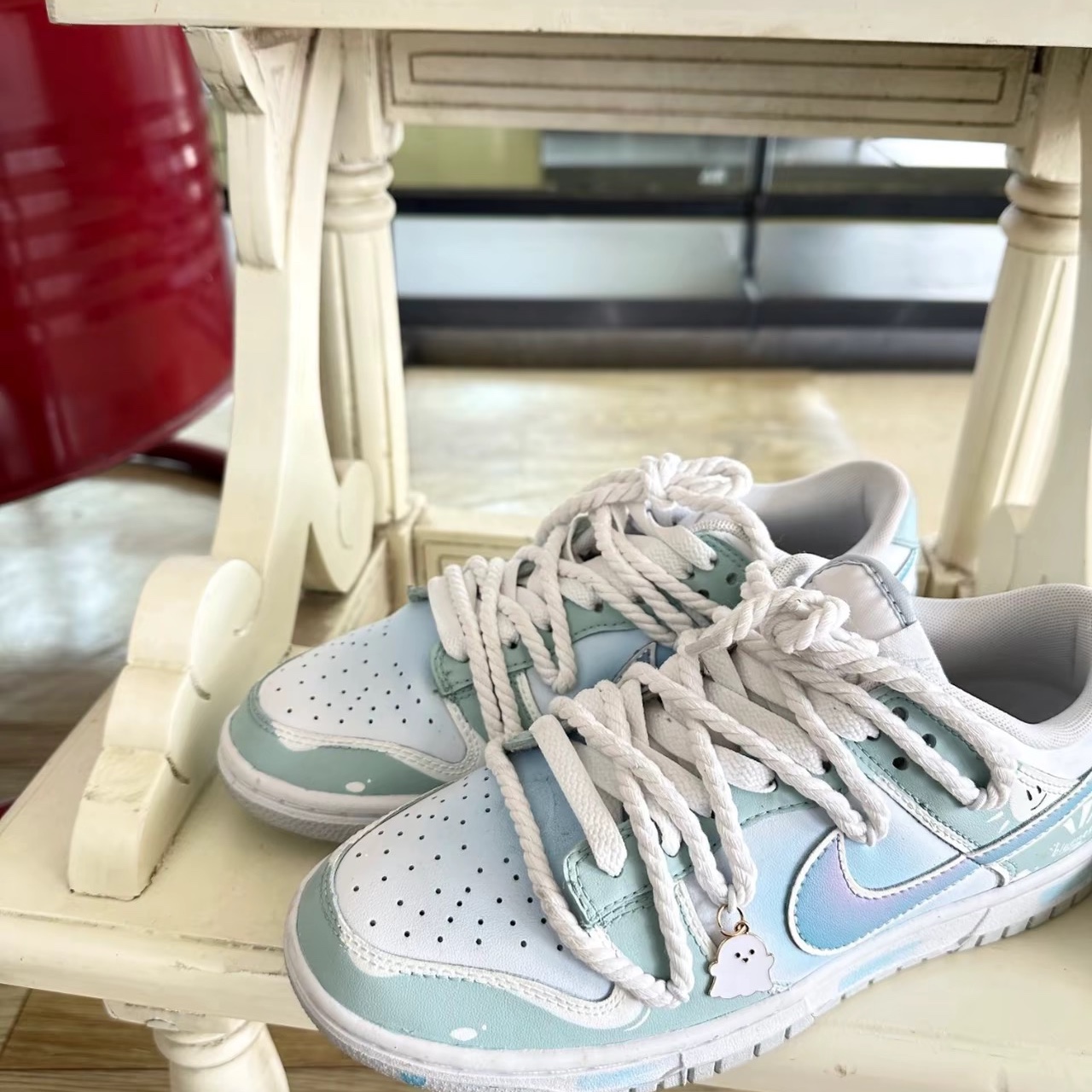 (W) Nike Dunk Low Photon Dust 착용 스타일 - 3