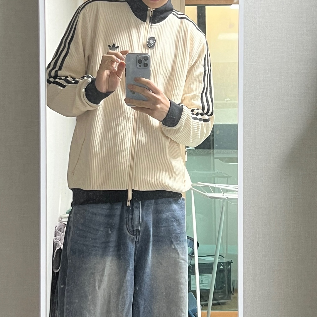 Adidas Waffle Beckenbauer Track Top Wonder White - KR Sizing 착용 스타일
