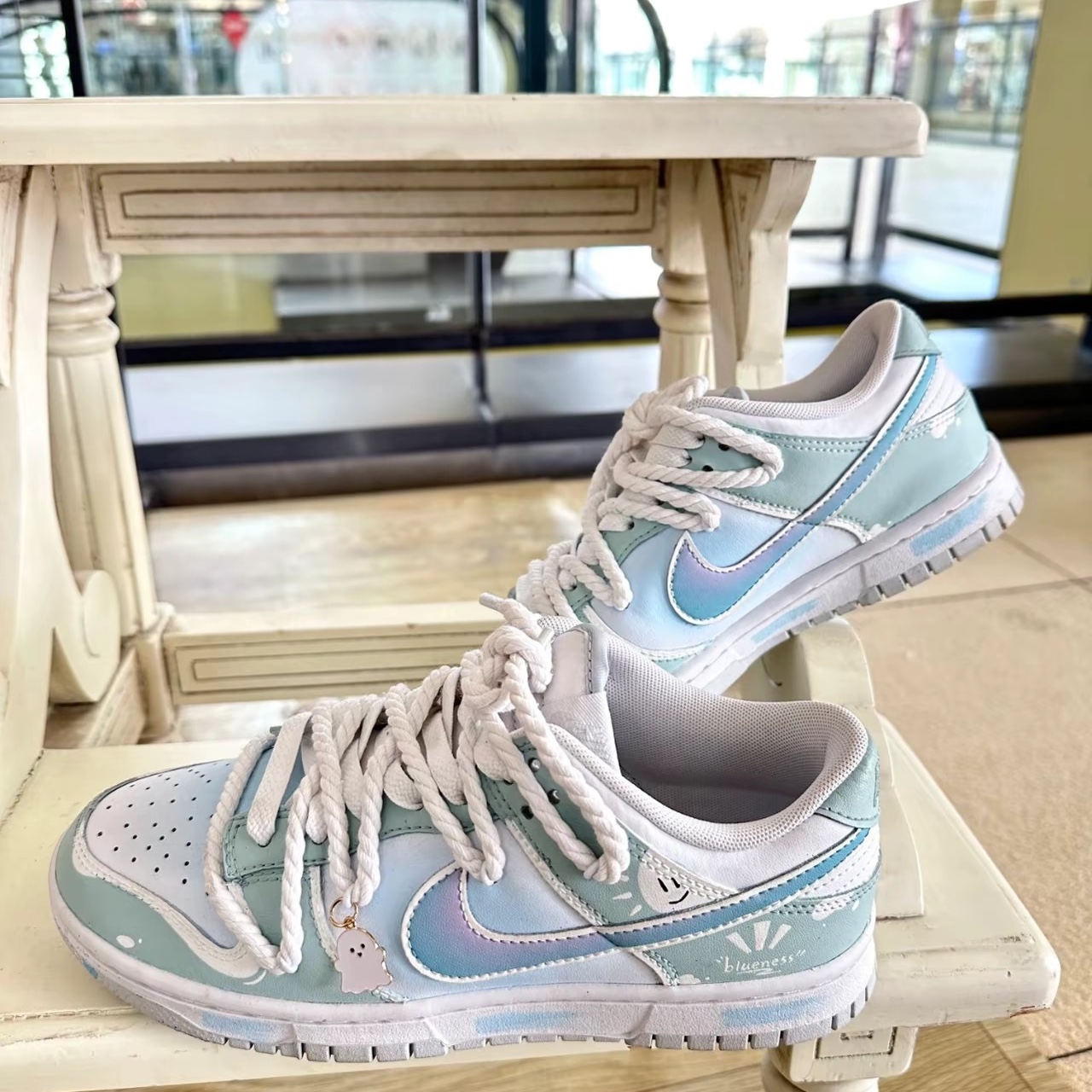 (W) Nike Dunk Low Photon Dust 착용 스타일 - 1