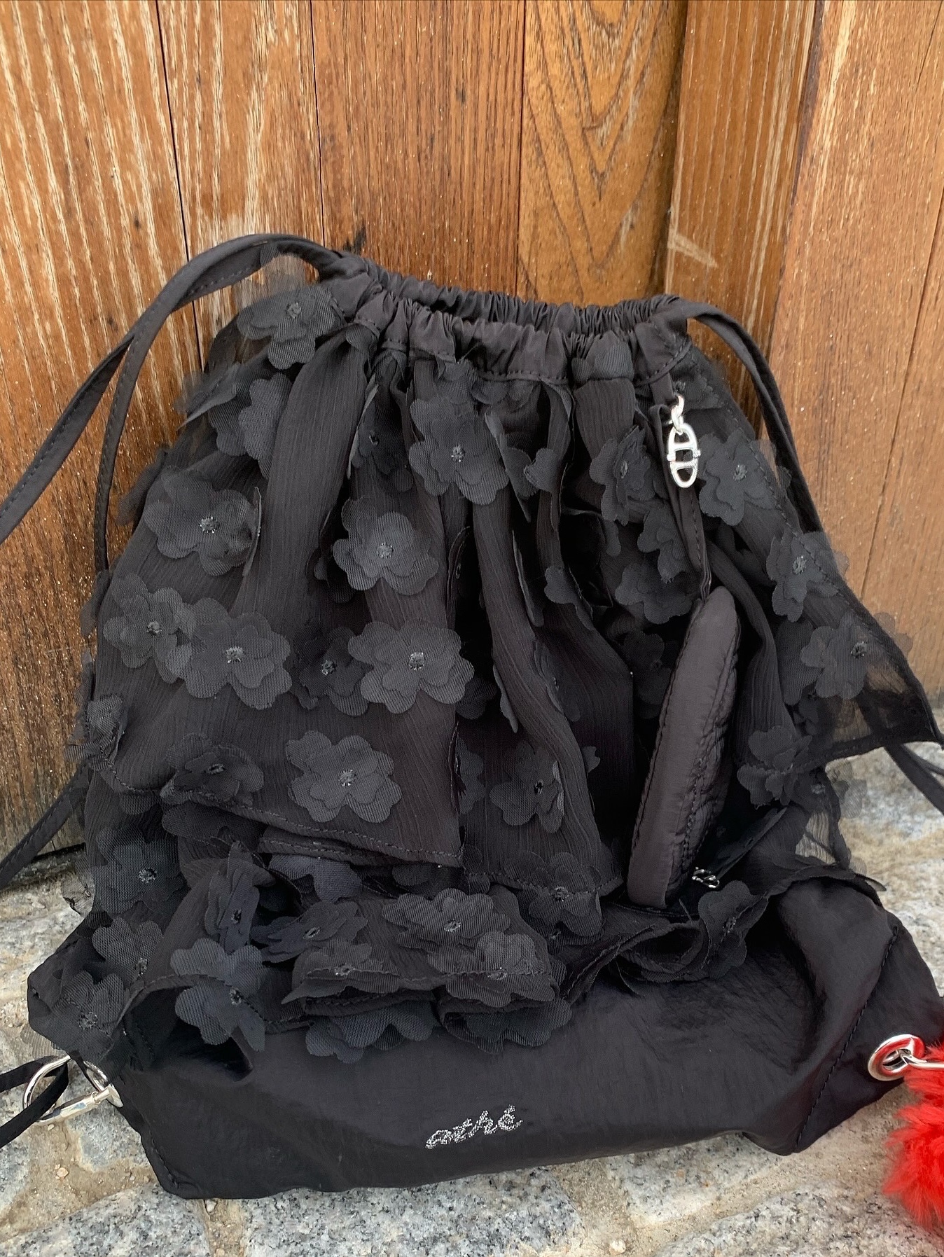 Athe Vanessabruno Prill Flower Backpack And Shoulder Bag Black 착용 스타일 - 4
