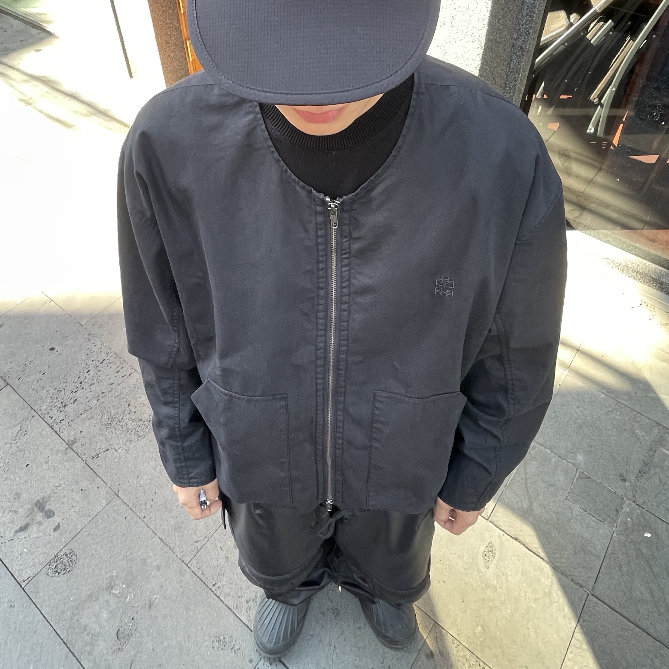 Polyteru Human Index Human Loosed Half Zip Knit Gray 착용 스타일 - 6
