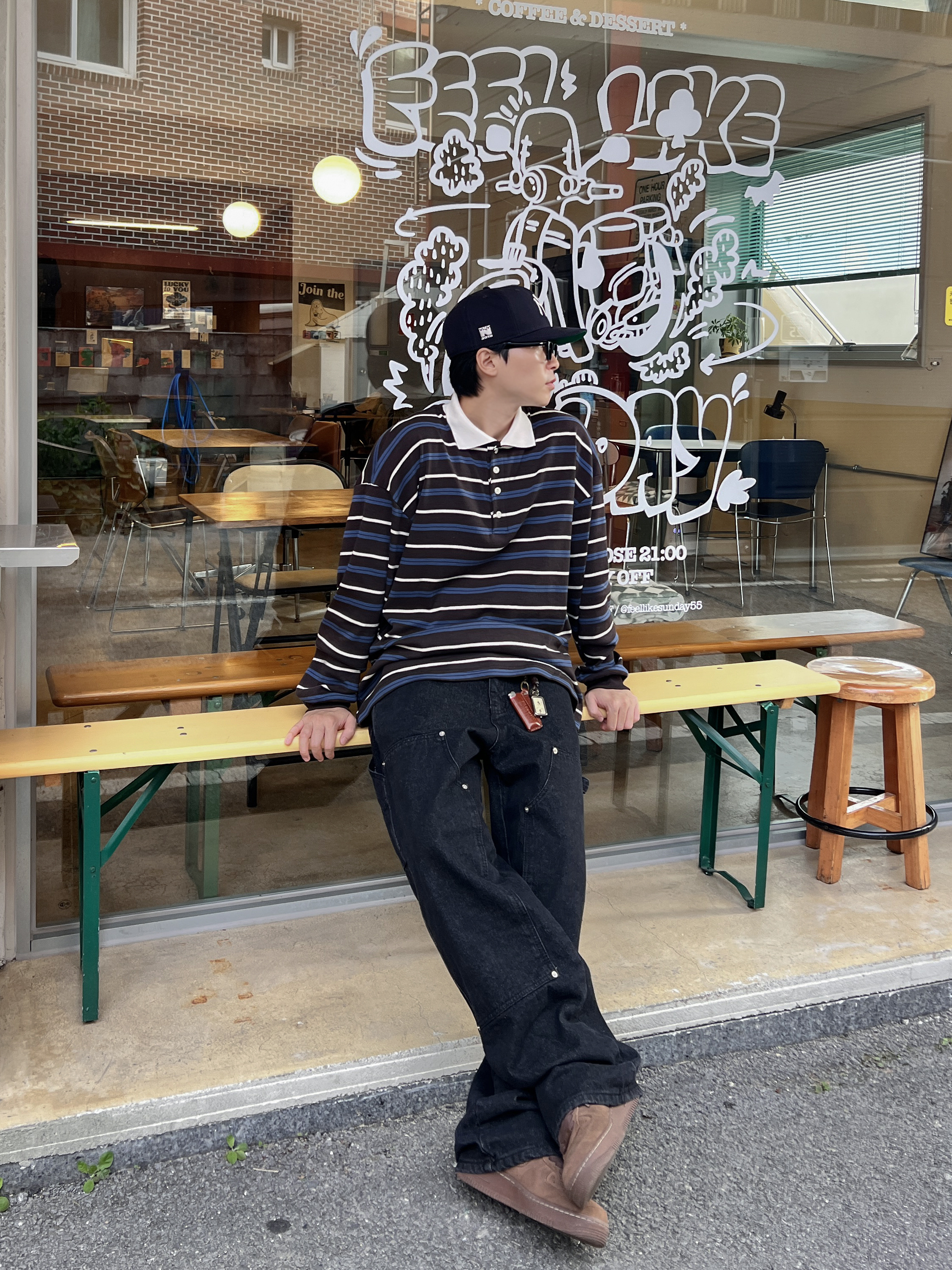 (W) Nike Air Force 1 '07 Cacao Wow, Thisisneverthat x New Era x MLB New York Yankees 59Fifty Classic Navy 착용 스타일 - 4