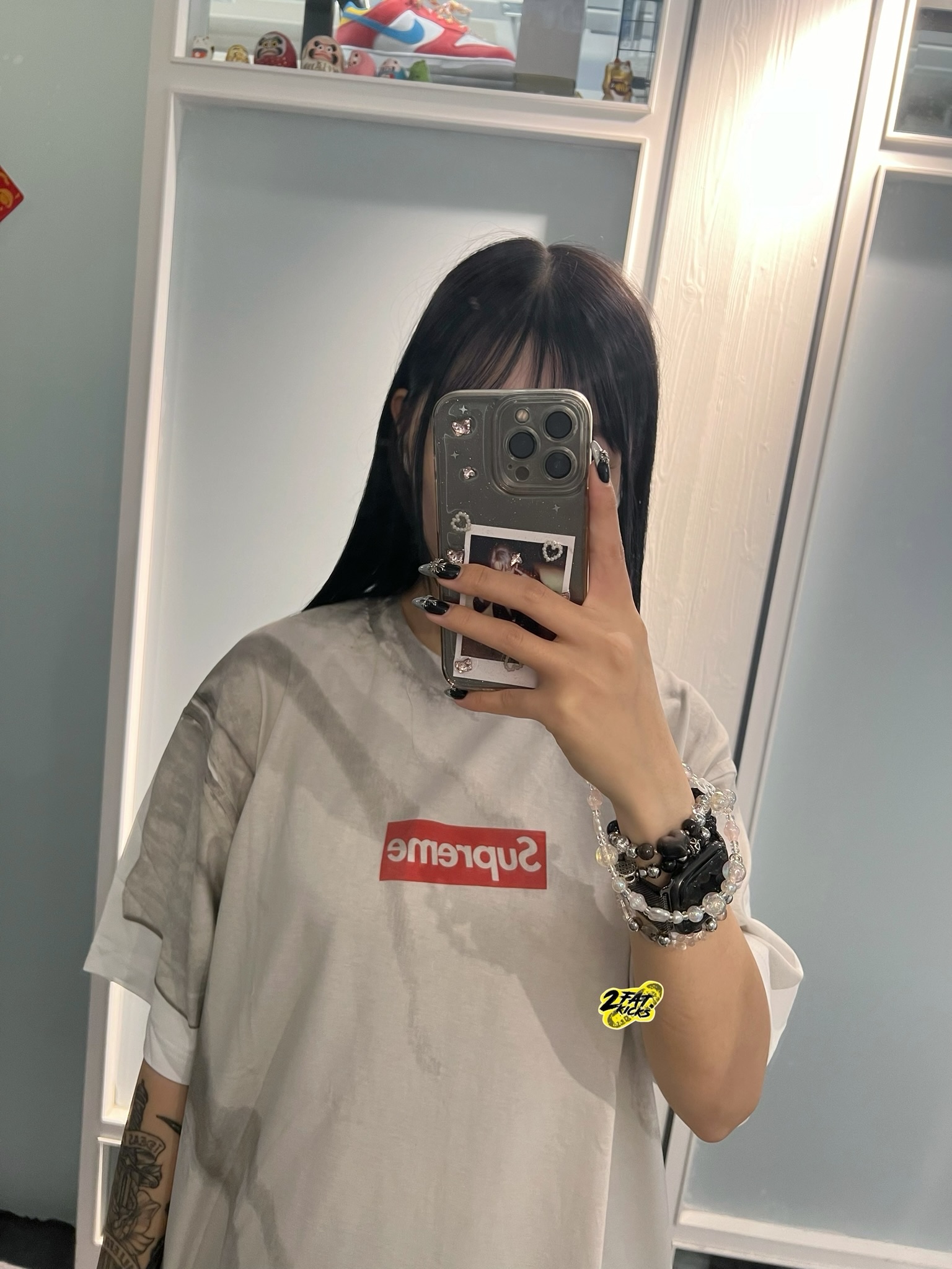 Supreme x MM6 Maison Margiela Box Logo T-Shirt White - 24SS 착용 스타일 - 2
