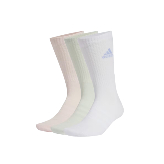 Adidas Cushioned Crew Socks White Sandy Pink Linen Green (3 Pack)