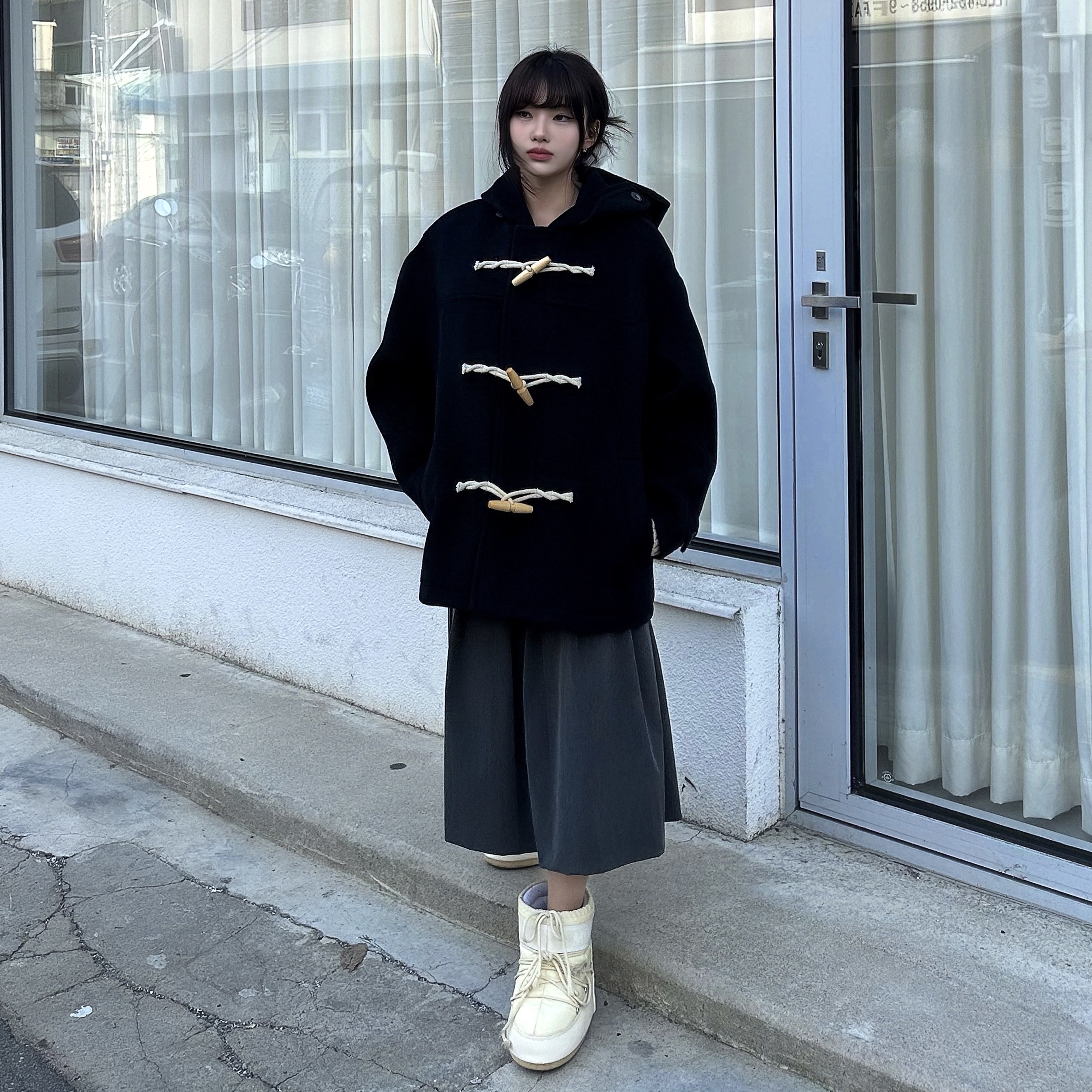 (W) Moon Boot Icon Low Nylon Boots Cream 착용 스타일