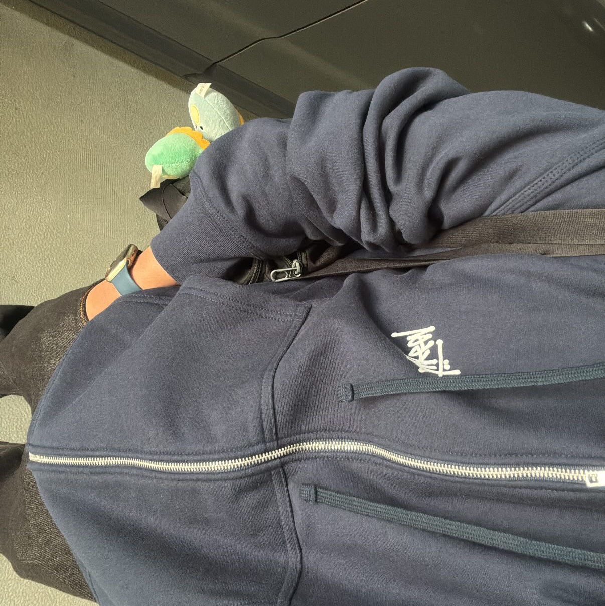 Stussy Basic Stussy Zip Hoodie Navy 2024, 2025 착용 스타일