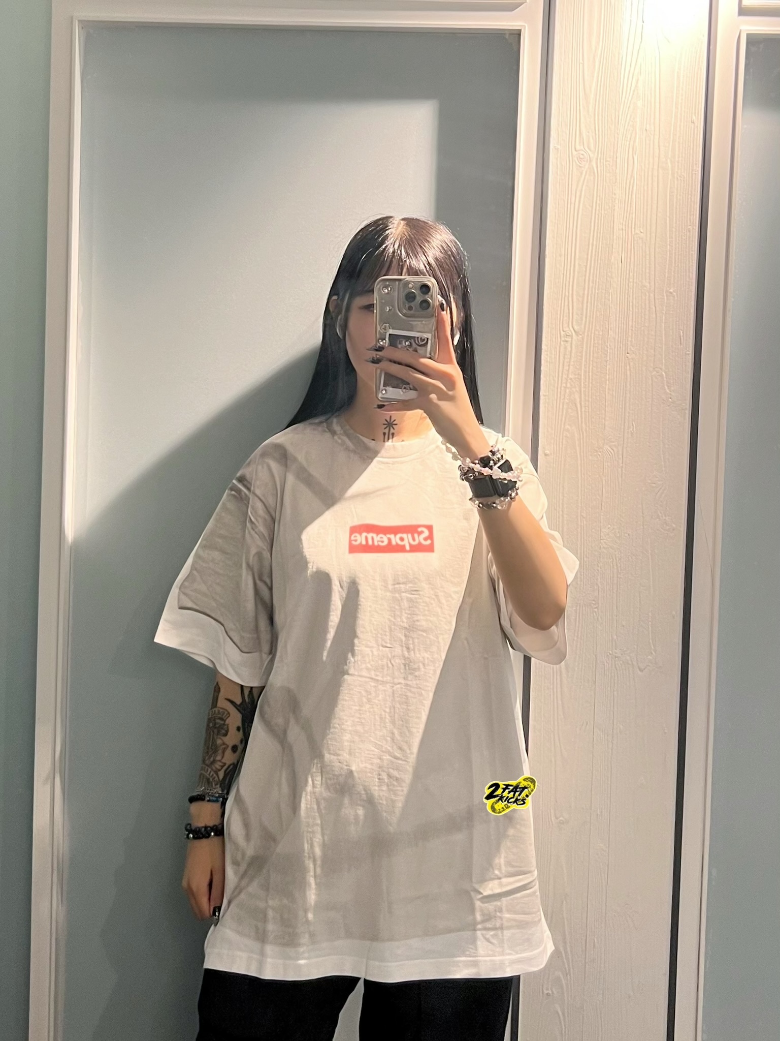Supreme x MM6 Maison Margiela Box Logo T-Shirt White - 24SS 착용 스타일 - 1