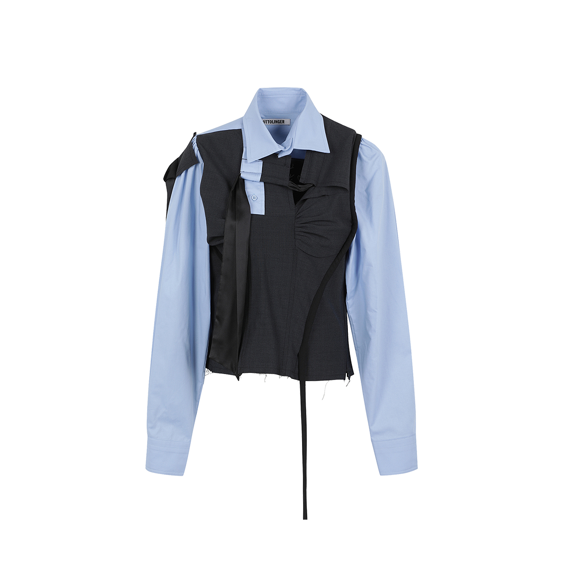 오토링거 우먼 디컨스트럭티드 라발리에르 블라우스 블루 - 24FW(Ottolinger Women Deconstructed Lavallière Blouse Blue - 24FW)