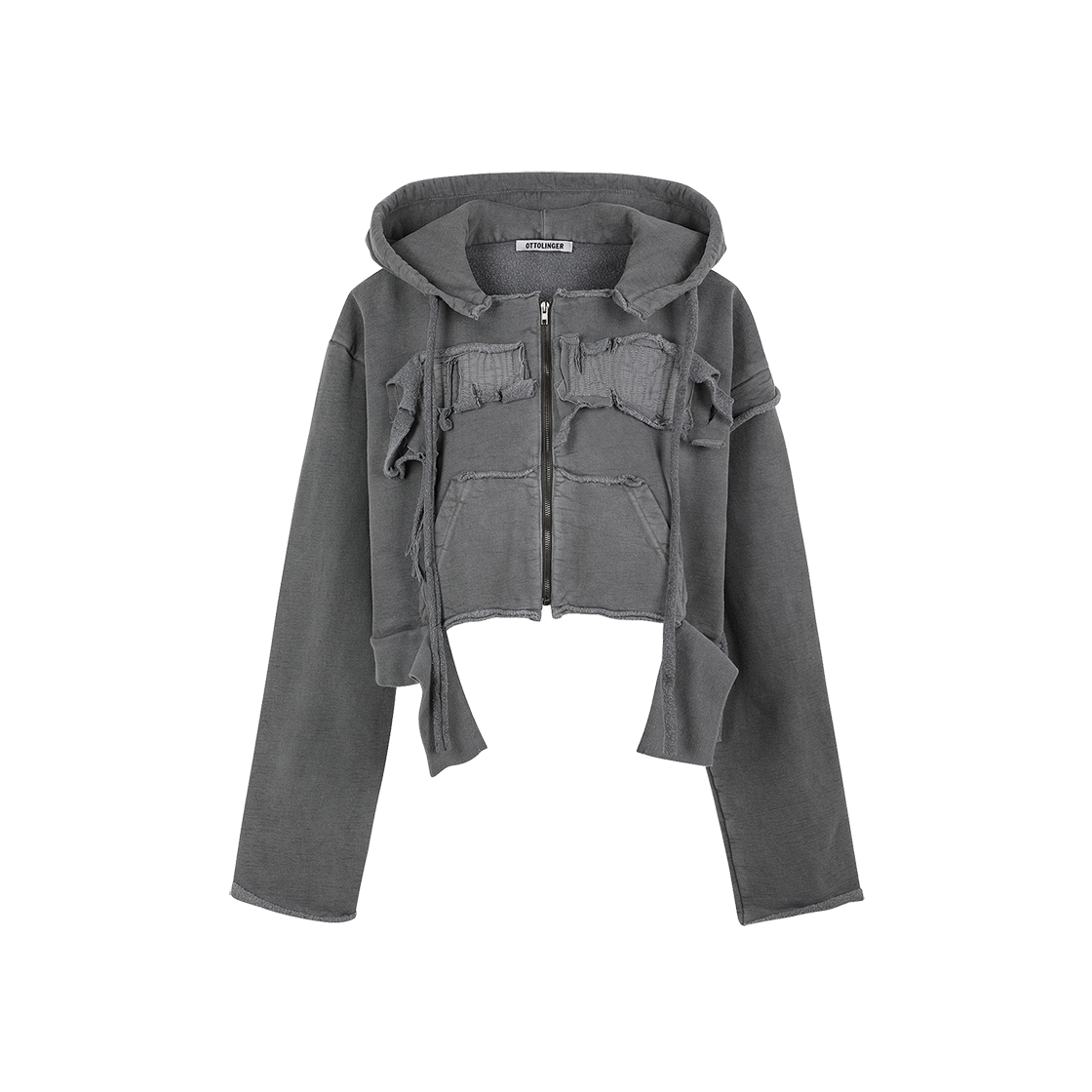 오토링거 우먼 디스트레스드 스웨트 후디 그레이 - 24FW(Ottolinger Women Distressed Sweat Hoodie Grey - 24FW)