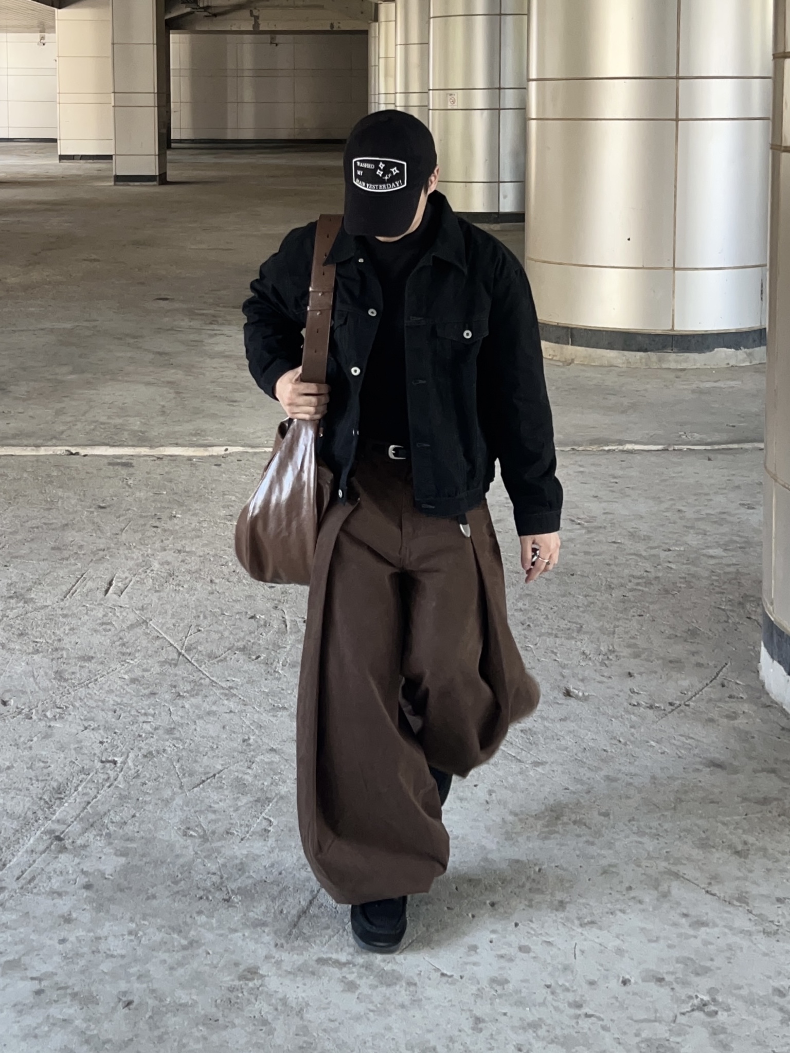 Polyteru Human Index Index Trucker Jacket Black 착용 스타일 - 1