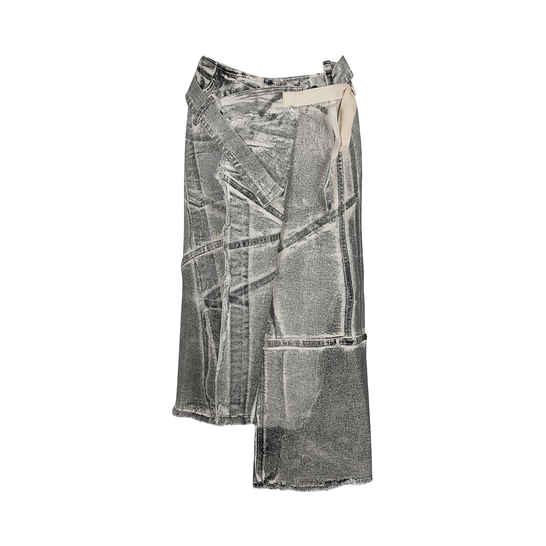 오토링거 우먼 데님 랩 스커트 크림 블랙 페인트 - 24FW(Ottolinger Women Denim Wrap Skirt Cream Black Paint - 24FW)