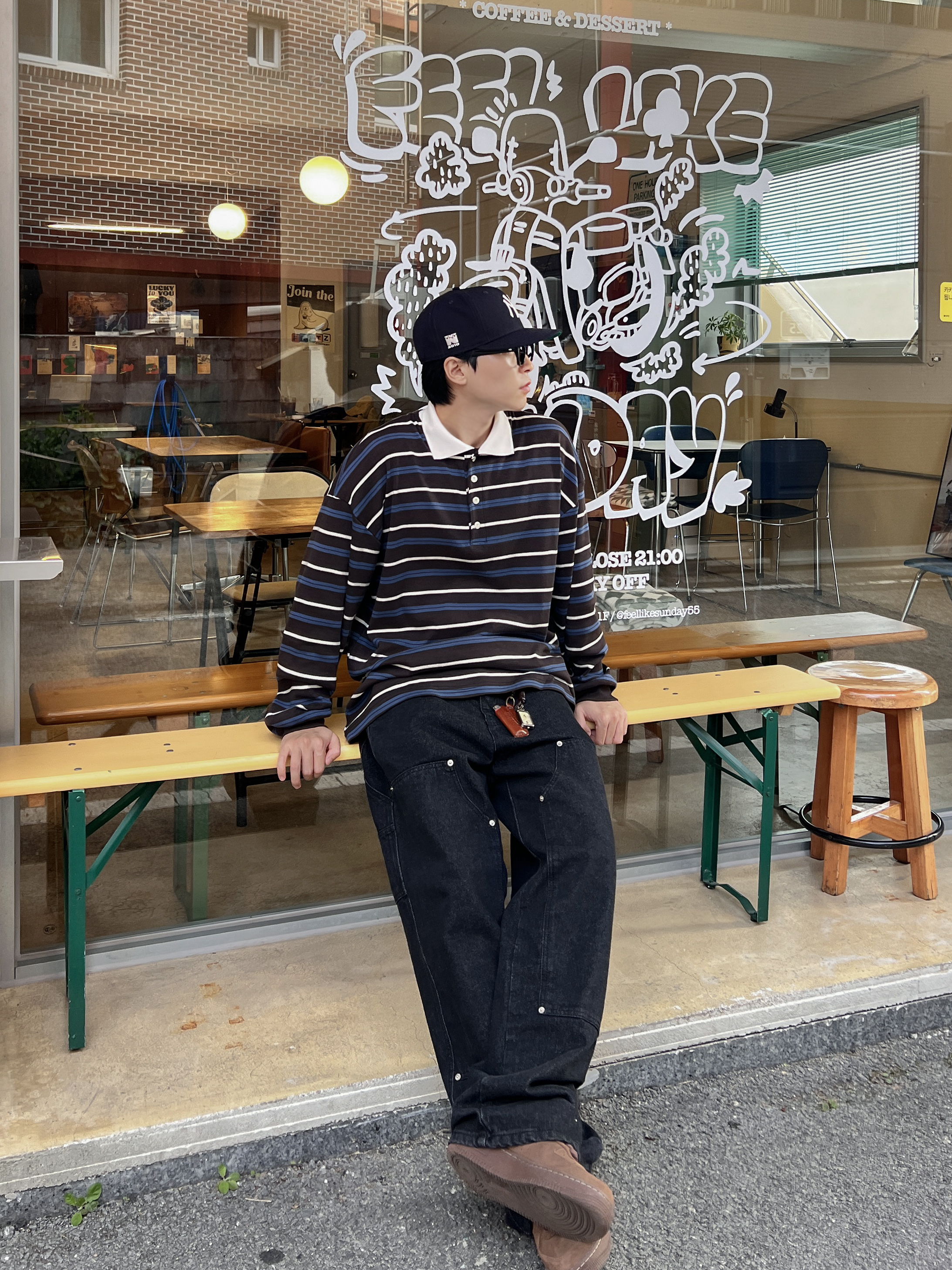 (W) Nike Air Force 1 '07 Cacao Wow, Thisisneverthat x New Era x MLB New York Yankees 59Fifty Classic Navy 착용 스타일 - 1