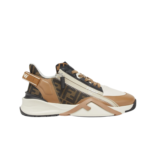 Fendi Flow FF Jacquard and Leather Sneakers Brown