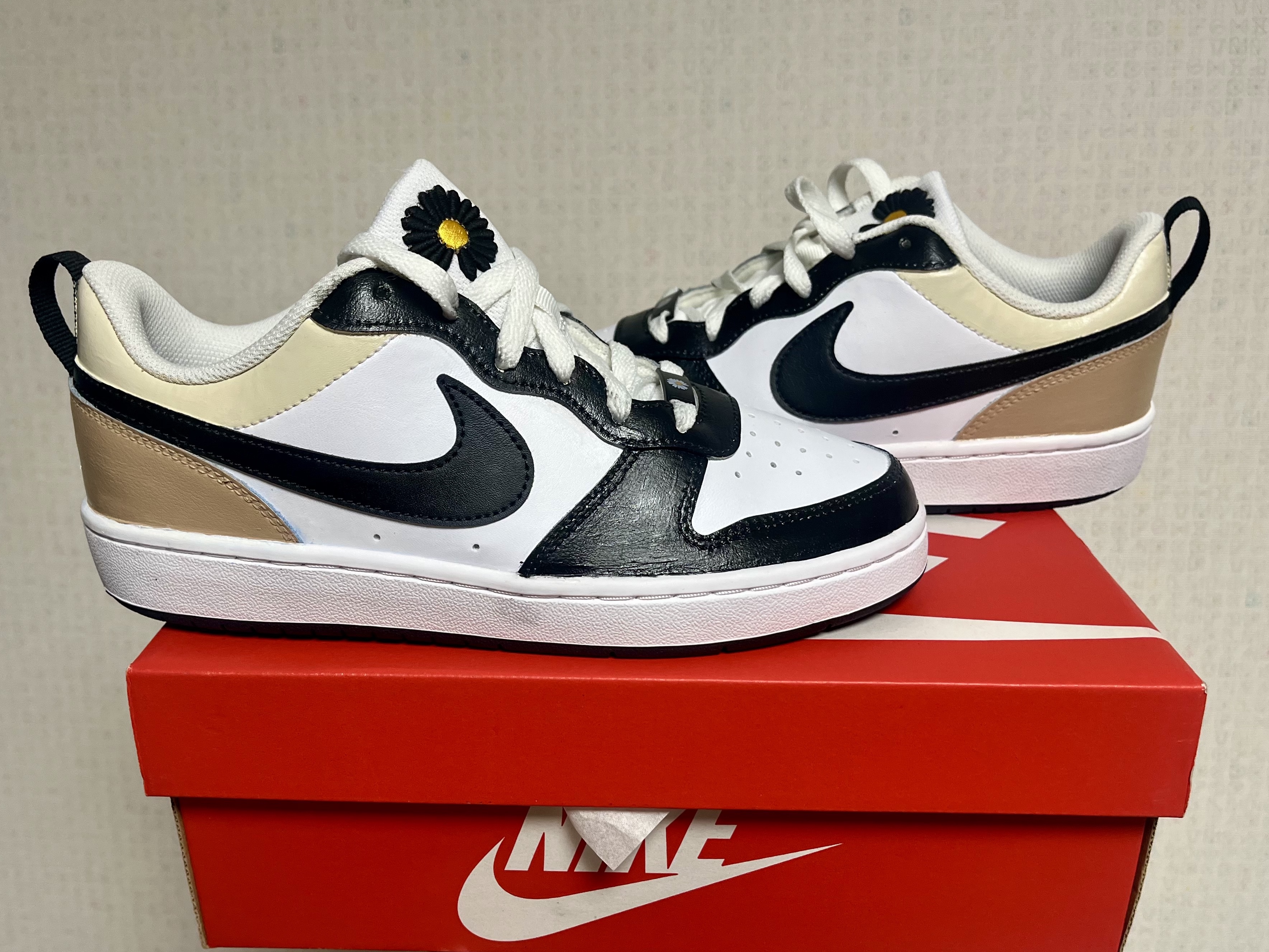 (GS) Nike Court Borough Low 2 White Black 착용 스타일 - 1