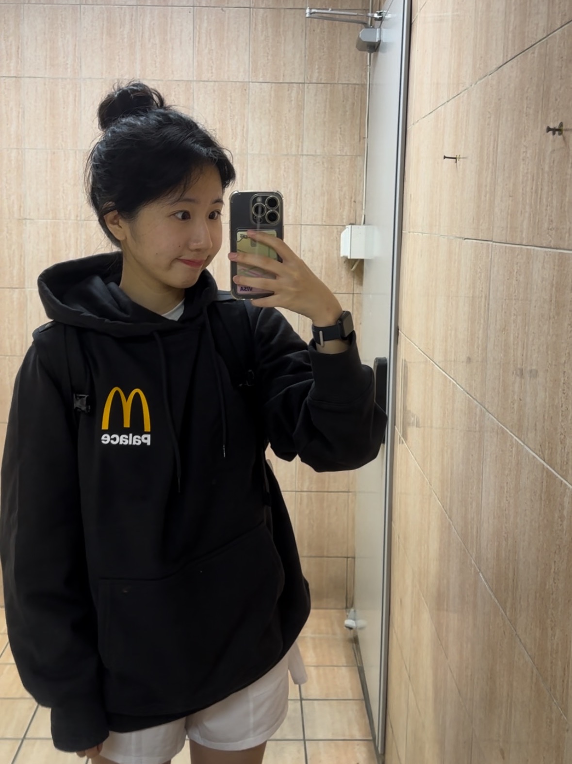 Palace x McDonald's Logo Hood Black - 23FW 착용 스타일