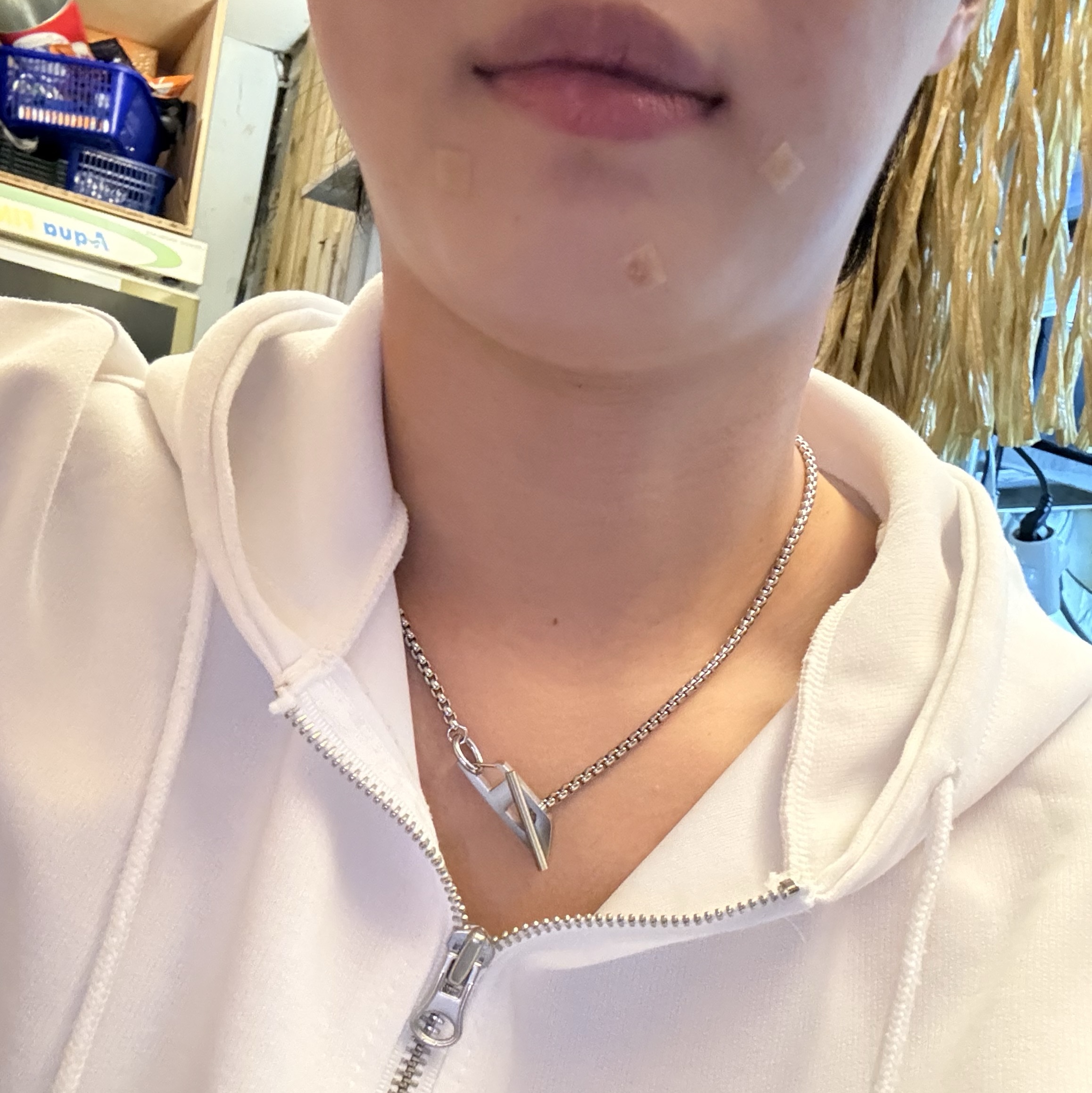 Diesel Dx1477 Stainless Steel Chain Necklace Silver 착용 스타일 - 2