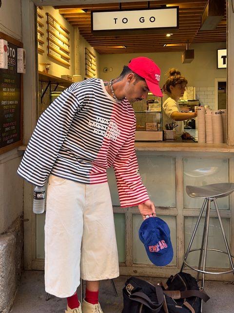 Millo Archive Reflect Curved Pants Off White, Millo Archive Bermuda Chino Cargo Pants Off White 착용 스타일 - 2