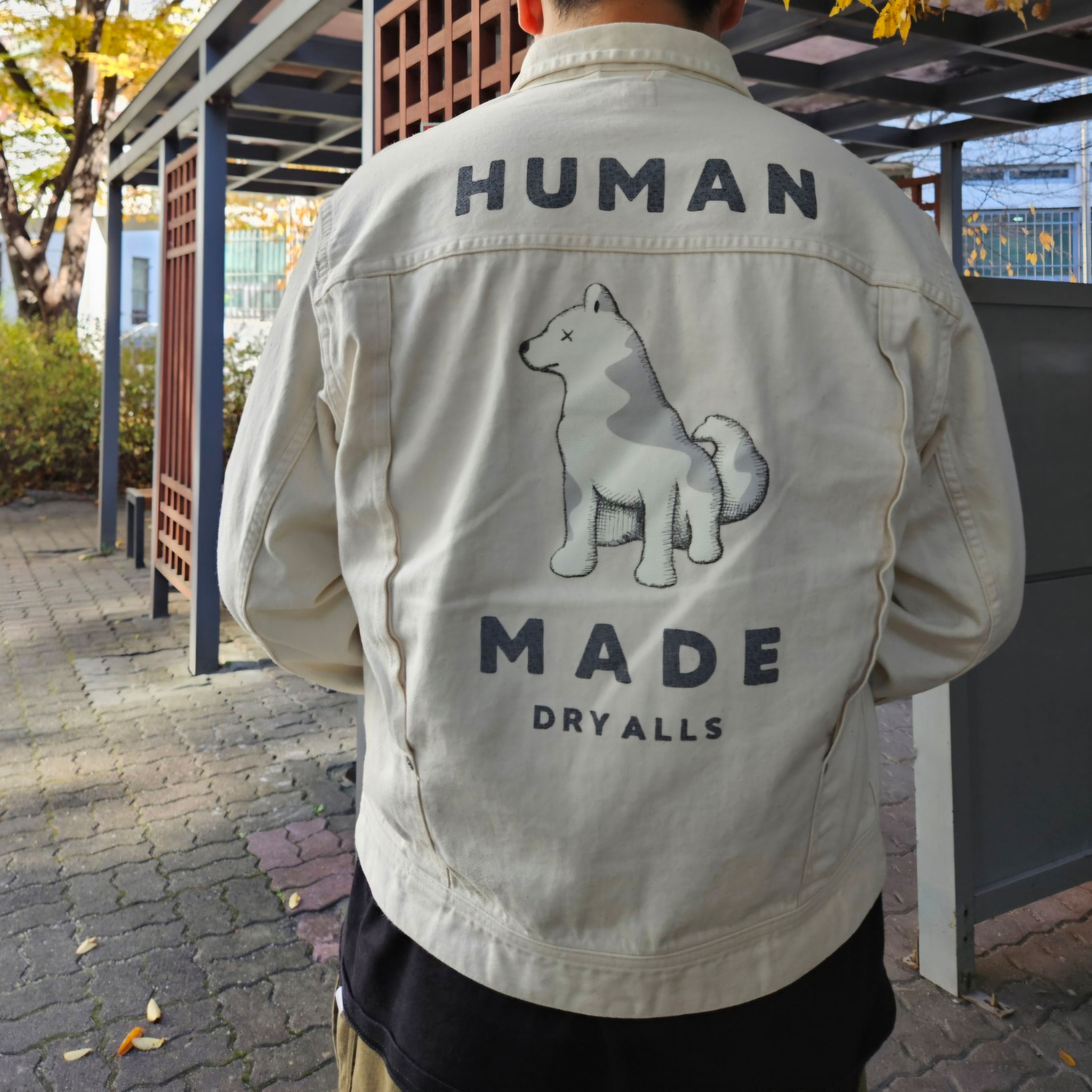 Human Made x Kaws Work Jacket White - Seoul Store Exclusive, Human Made Military Denim Cargo Pants Olive Drab 착용 스타일