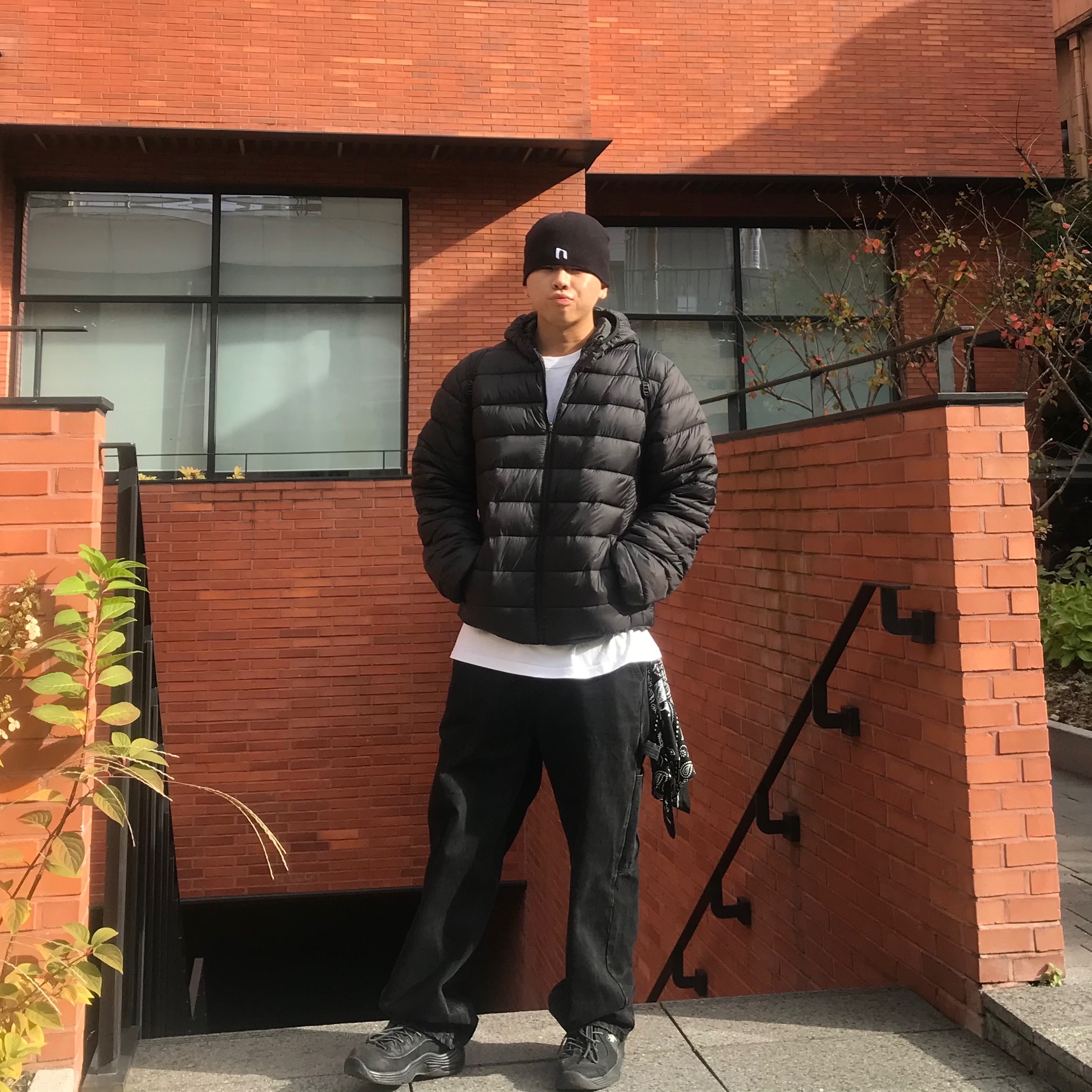 Netherworld Sporty Beanie Black, Peaceminusone x Joopiter Bandana Black 착용 스타일