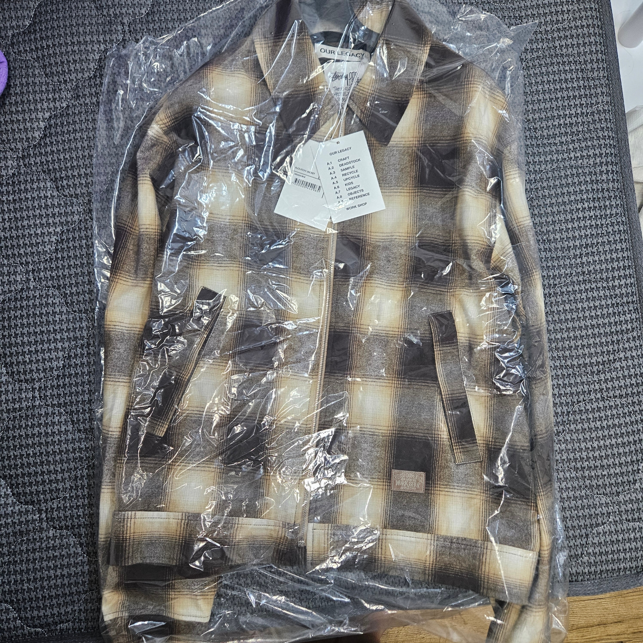Stussy x Our Legacy Work Shop Blouson Jacket Flannel Nebraska Flannel Plaid 착용 스타일