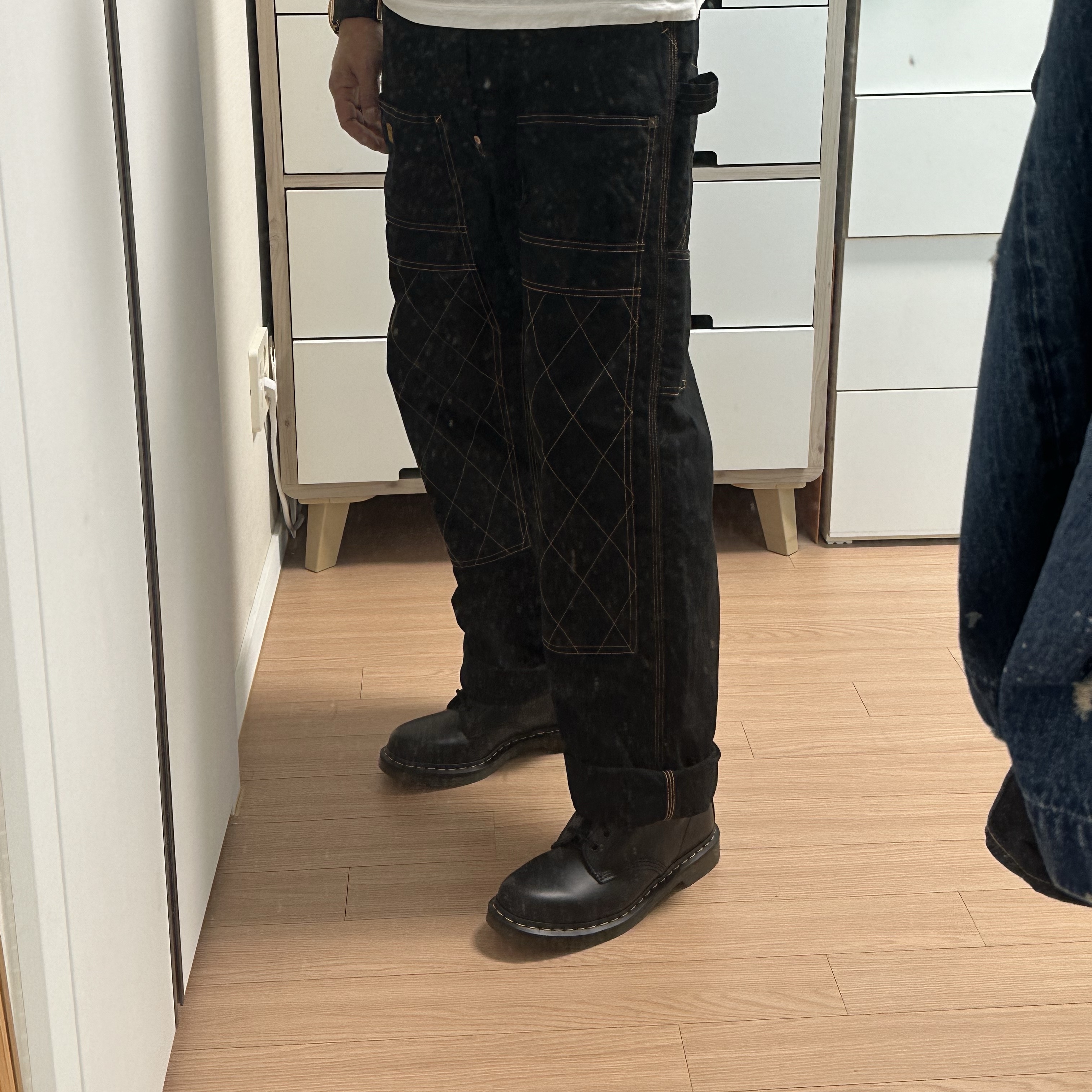 Kapital Thin Canvas Lumber Pants Black 착용 스타일 - 3