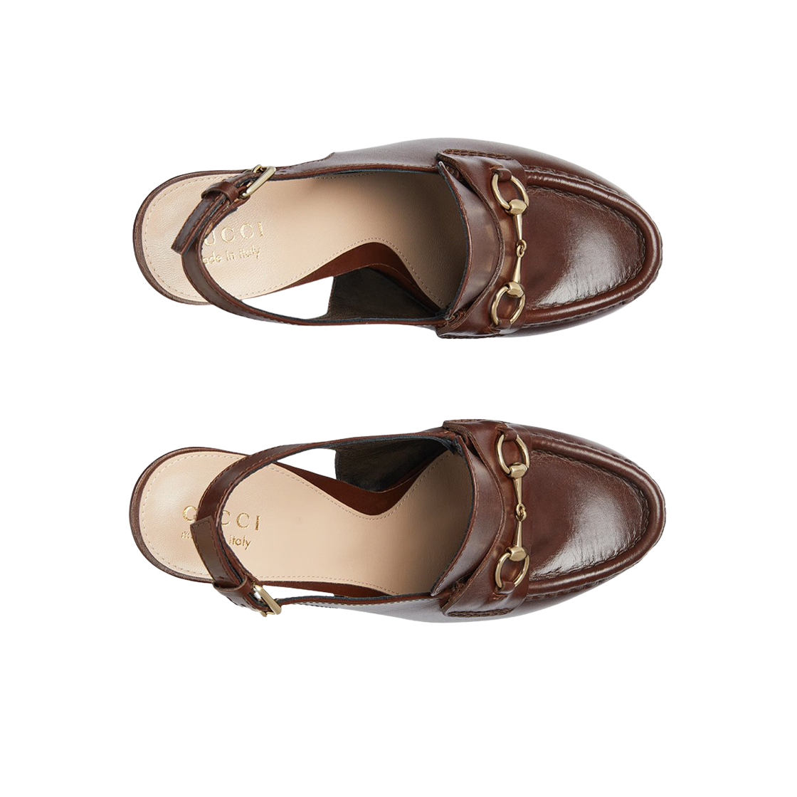 (W) 구찌 홀스빗 플랫폼 로퍼 슬링백 다크 브라운((W) Gucci Horsebit Platform Loafer Slingback Dark Brown) - 2