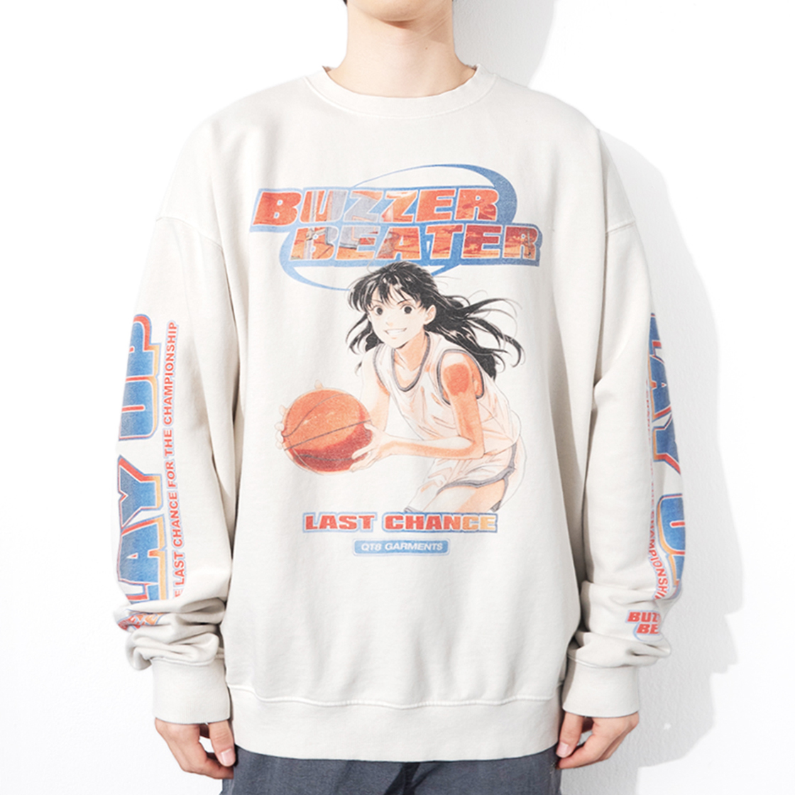 큐티에잇 가먼츠 버저 비터 빈티지 워시드 스웻셔츠 에크루(QT8 GARMENTS Buzzer Beater Vintage Washed Sweatshirt Ecru) - 3