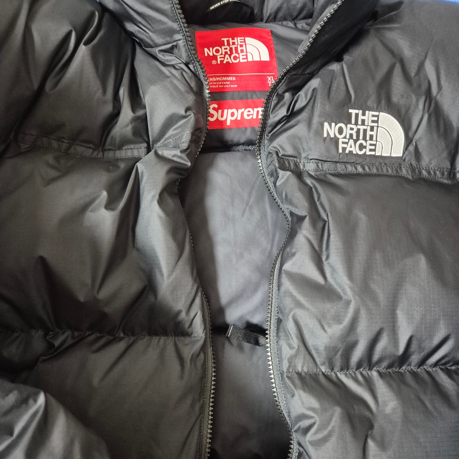 Supreme x The North Face Nuptse Jacket Black - 24FW 착용 스타일