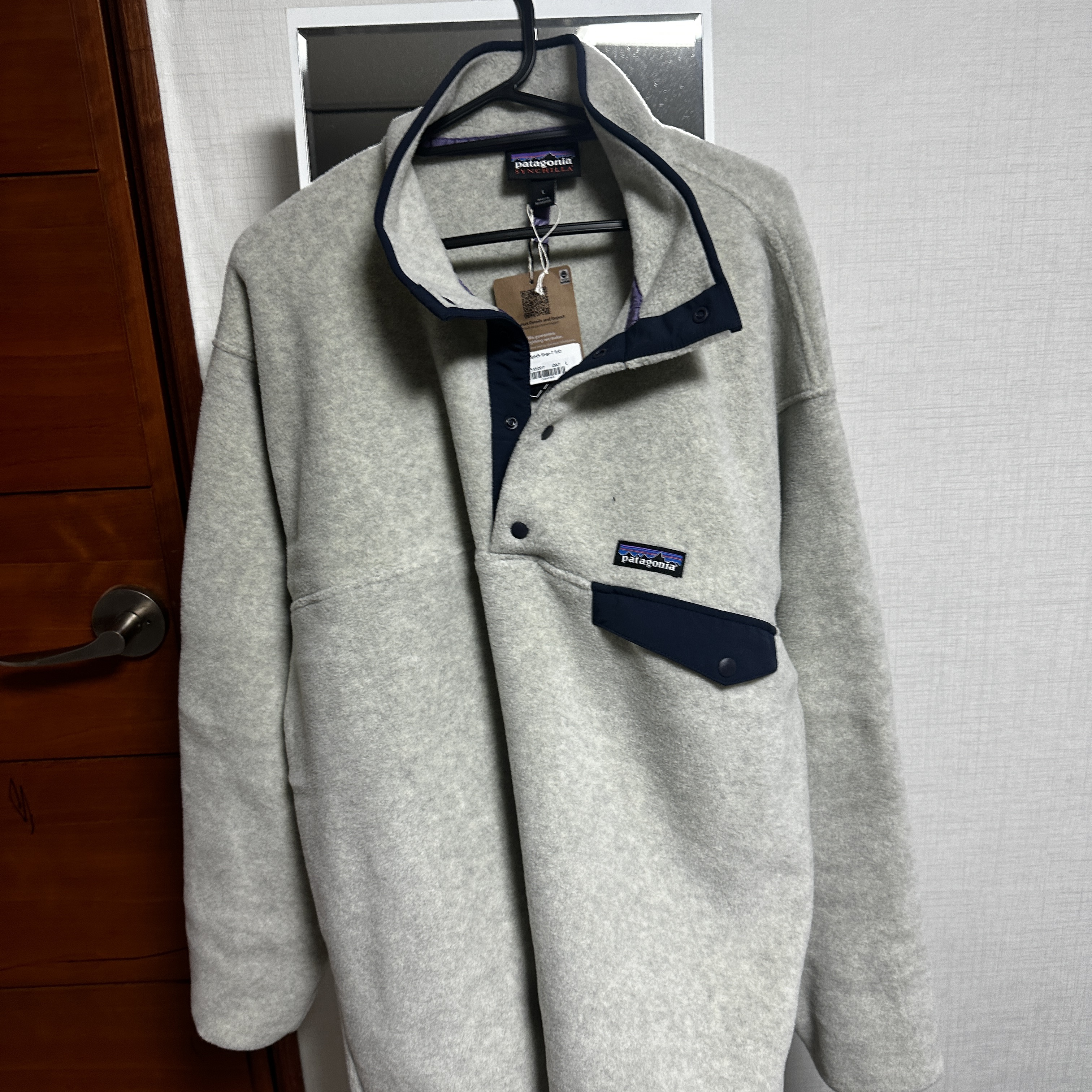 Patagonia Synchilla Snap-T Fleece Pullover Oatmeal Heather 착용 스타일